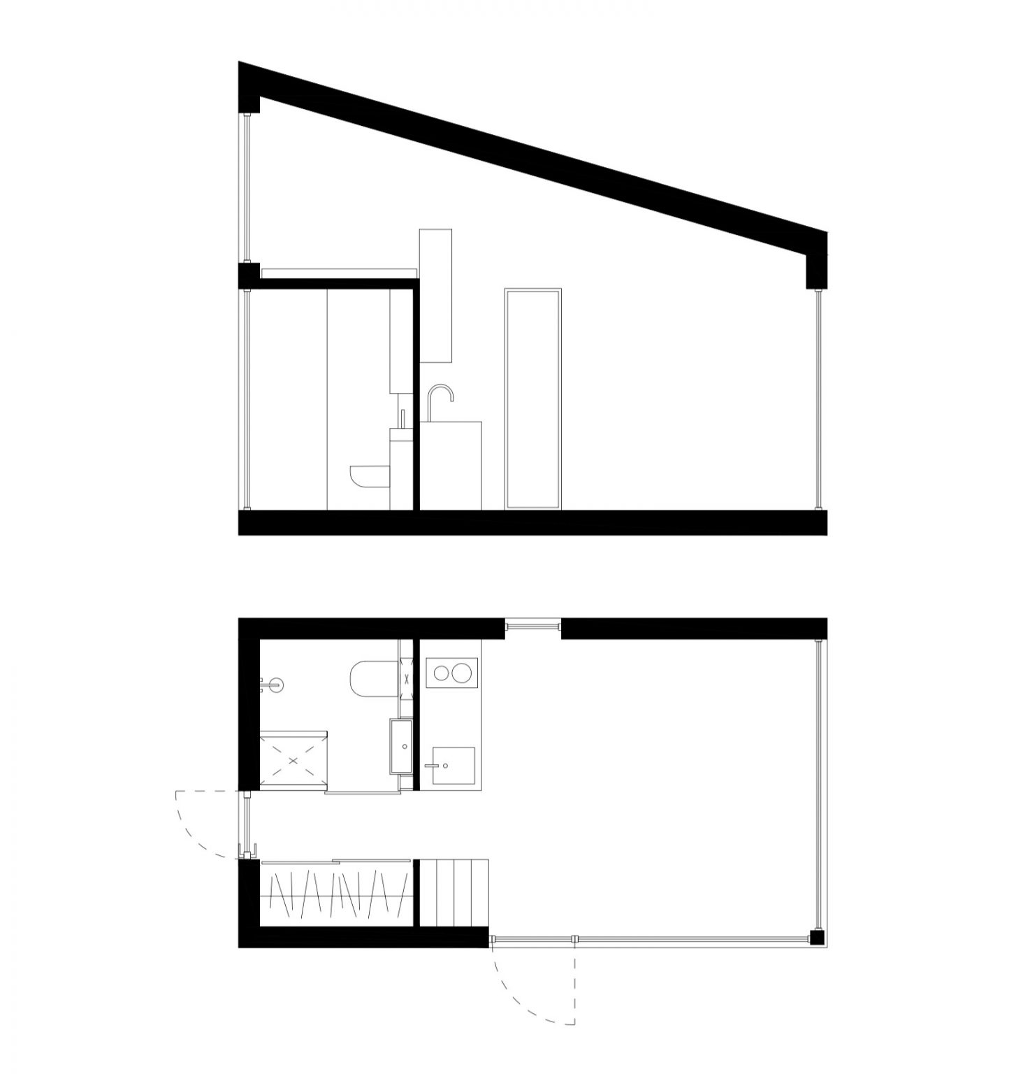 plan petite maison en bois 21m2 Minikin Hunt