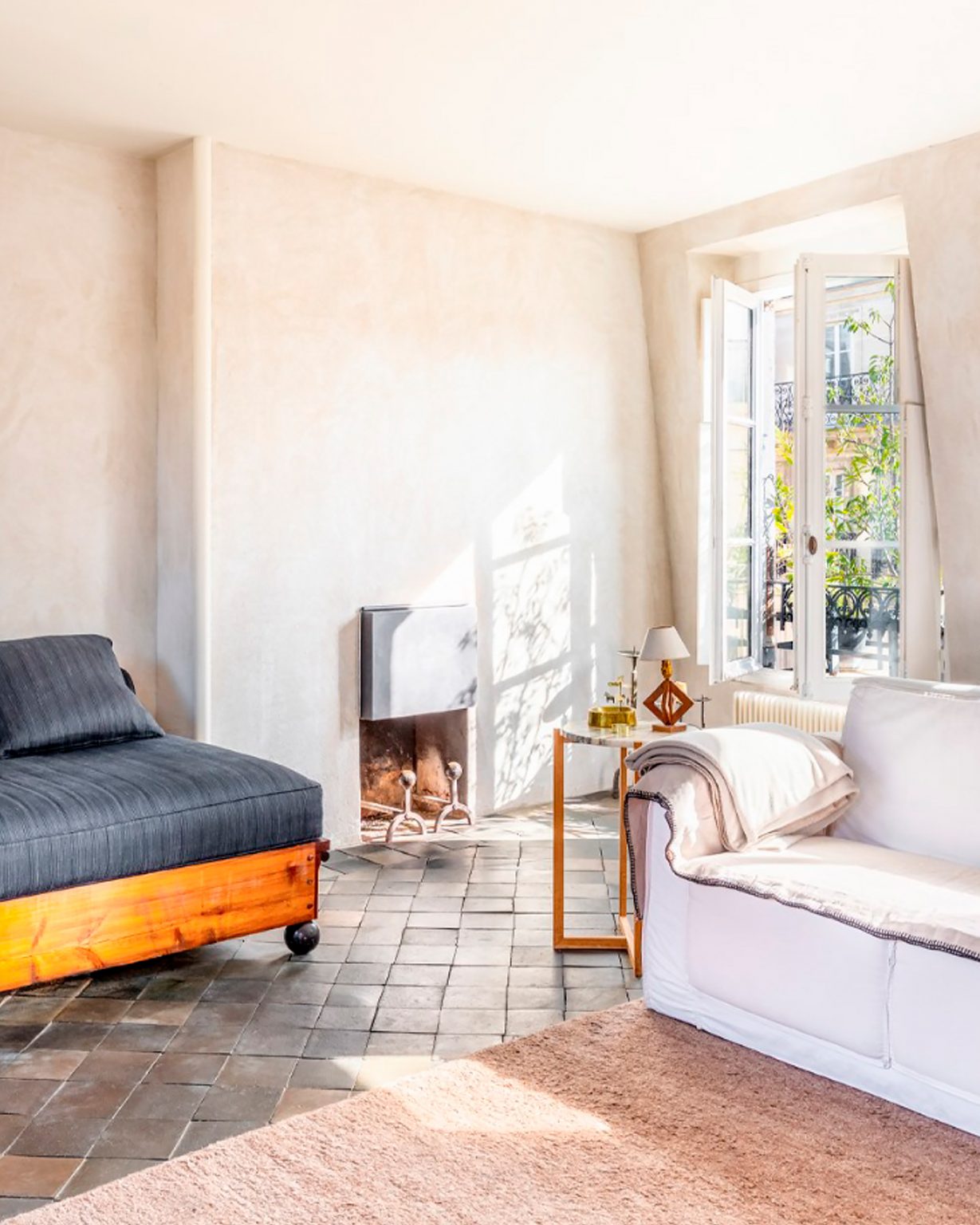 salon avec cheminée appartement Paris