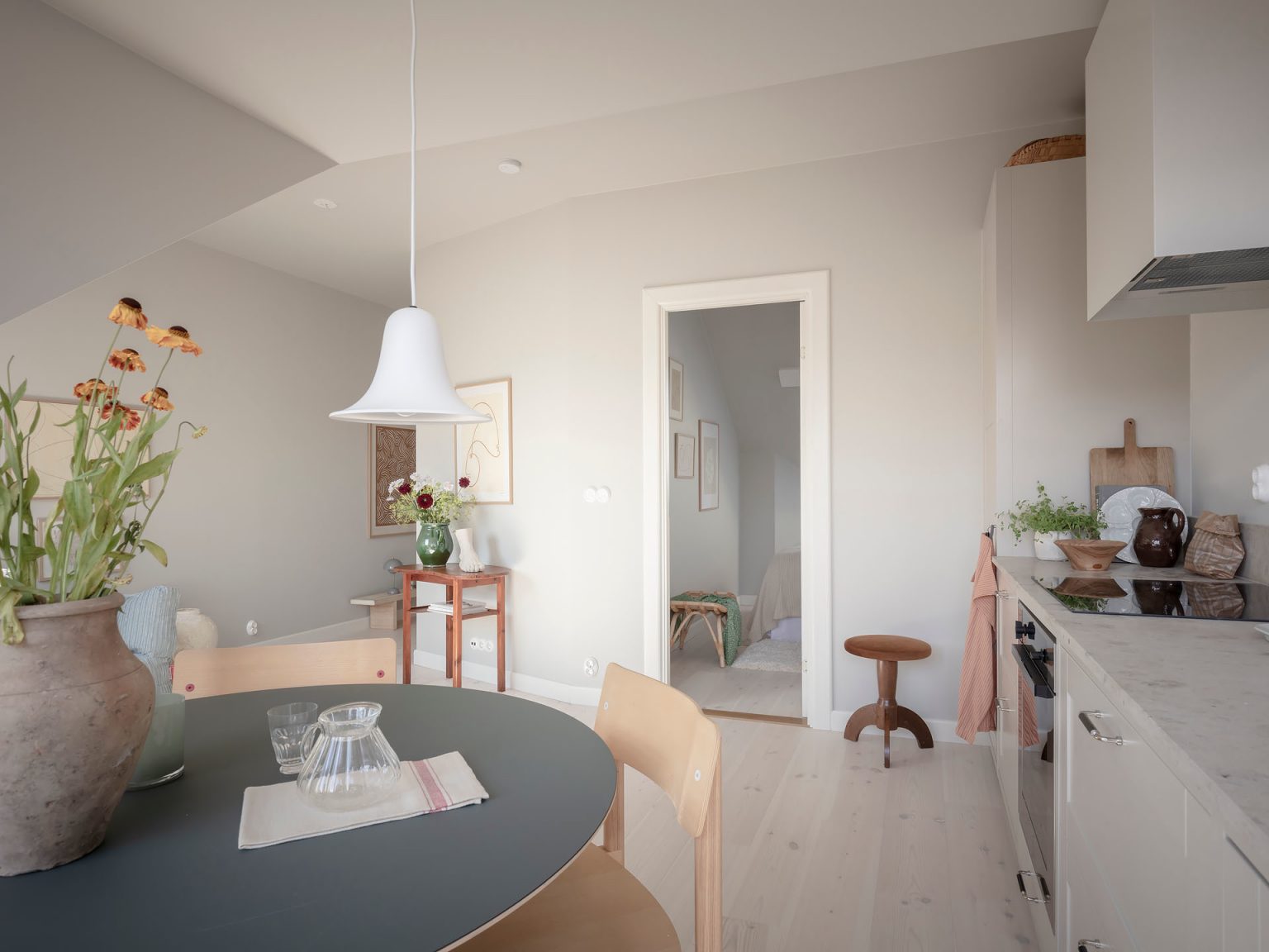 cuisine ouverte avec salle à manger appartement 37m2 décoration scandinave