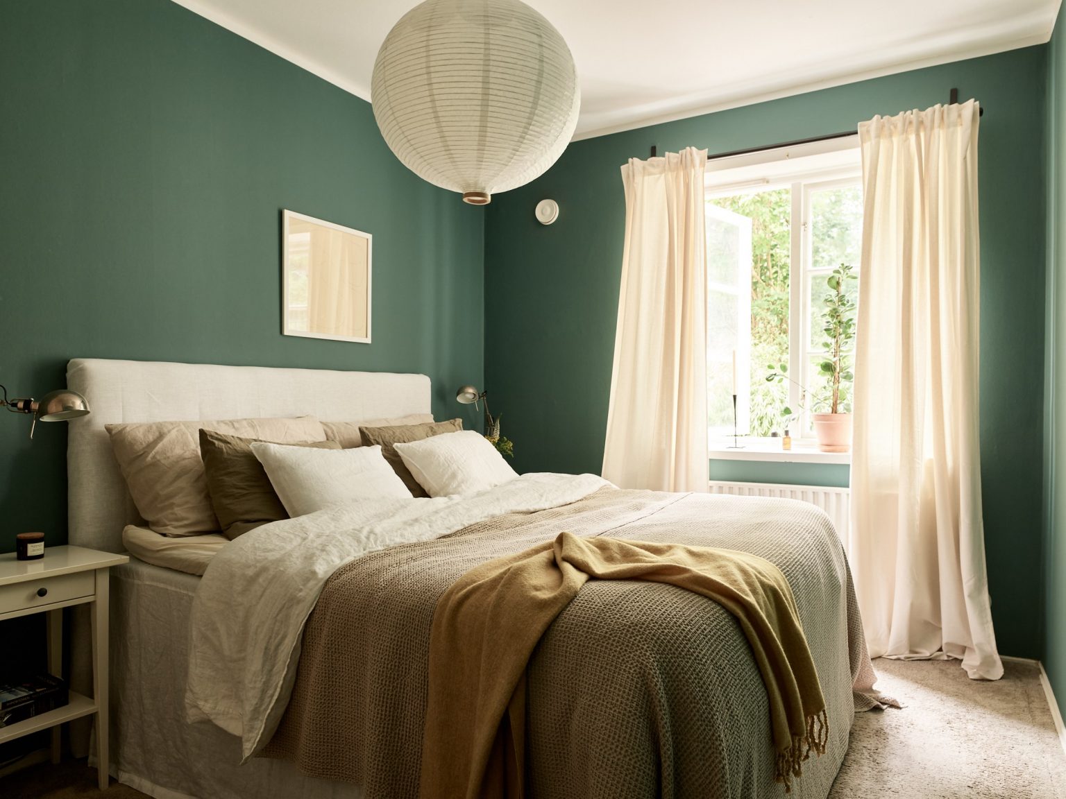 chambre murs verts