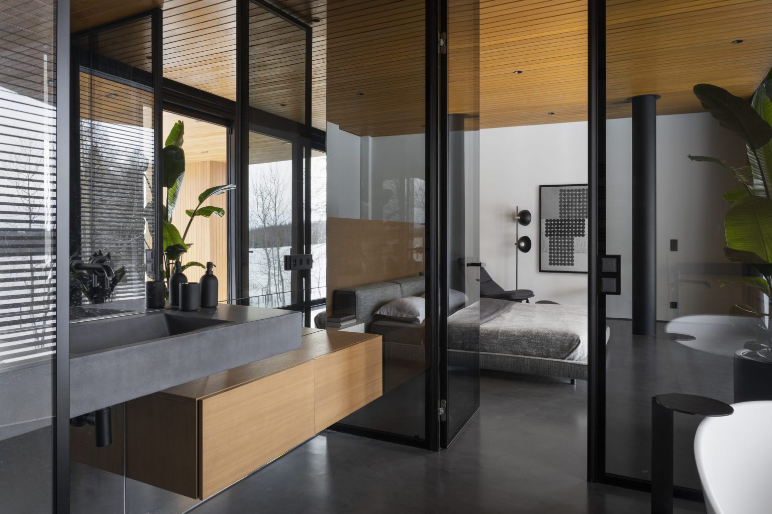 chambre design avec salle de bain