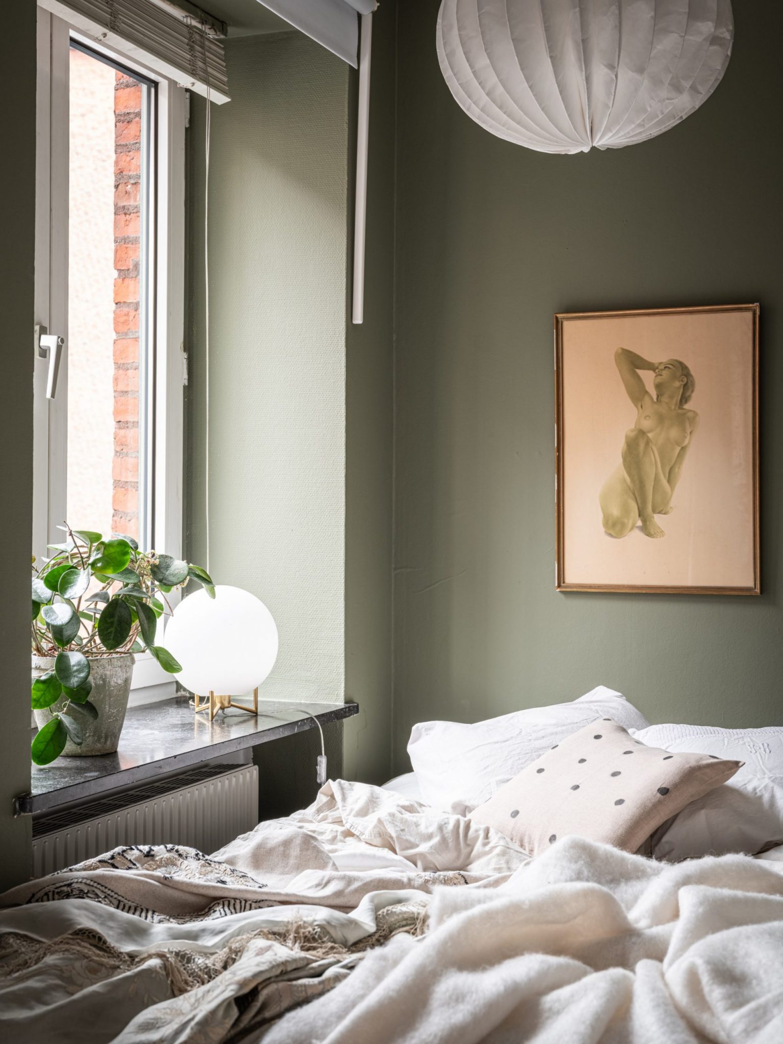 chambre murs verts