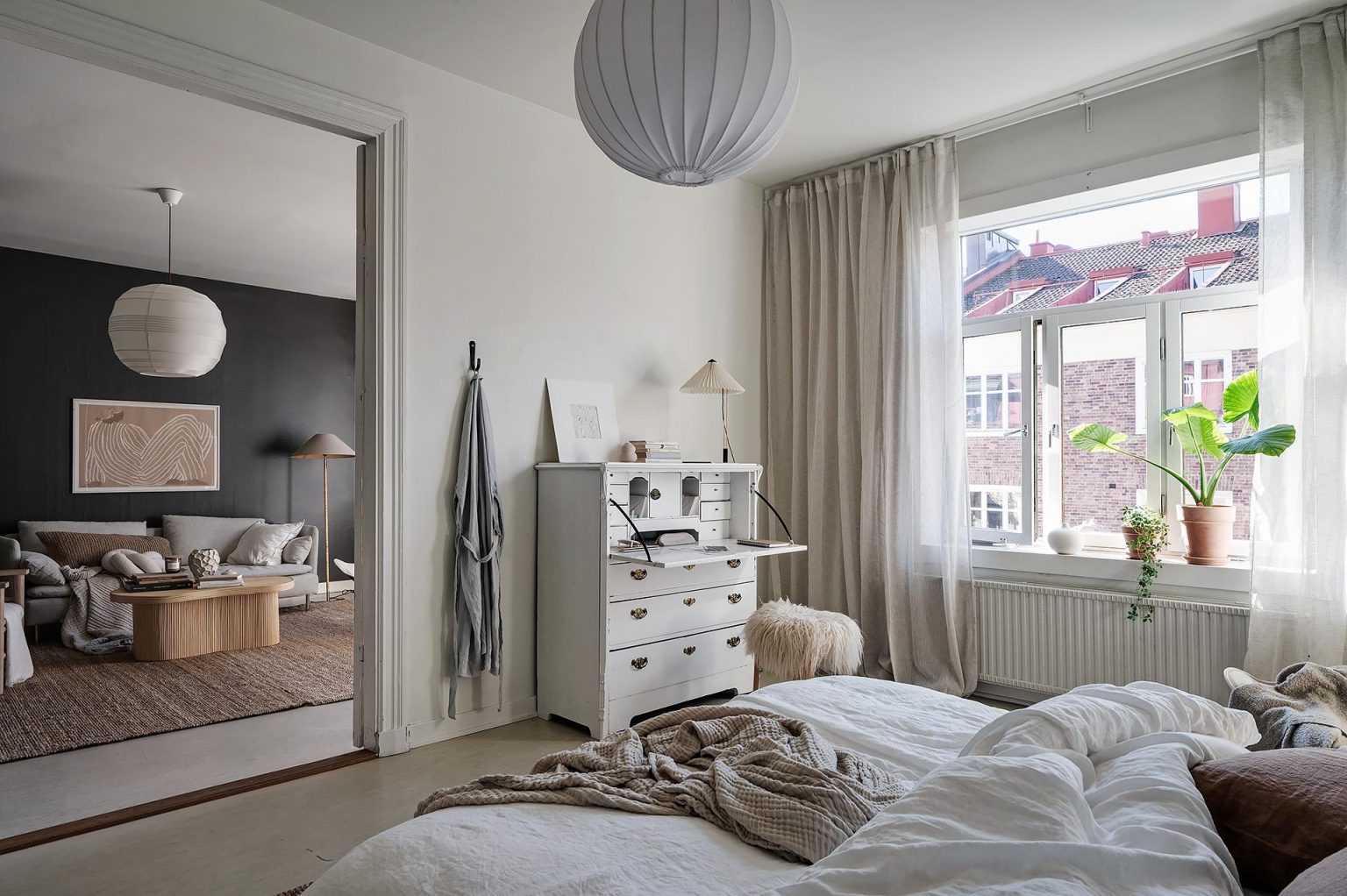 chambre décoration scandinave trois-pièces 94m2