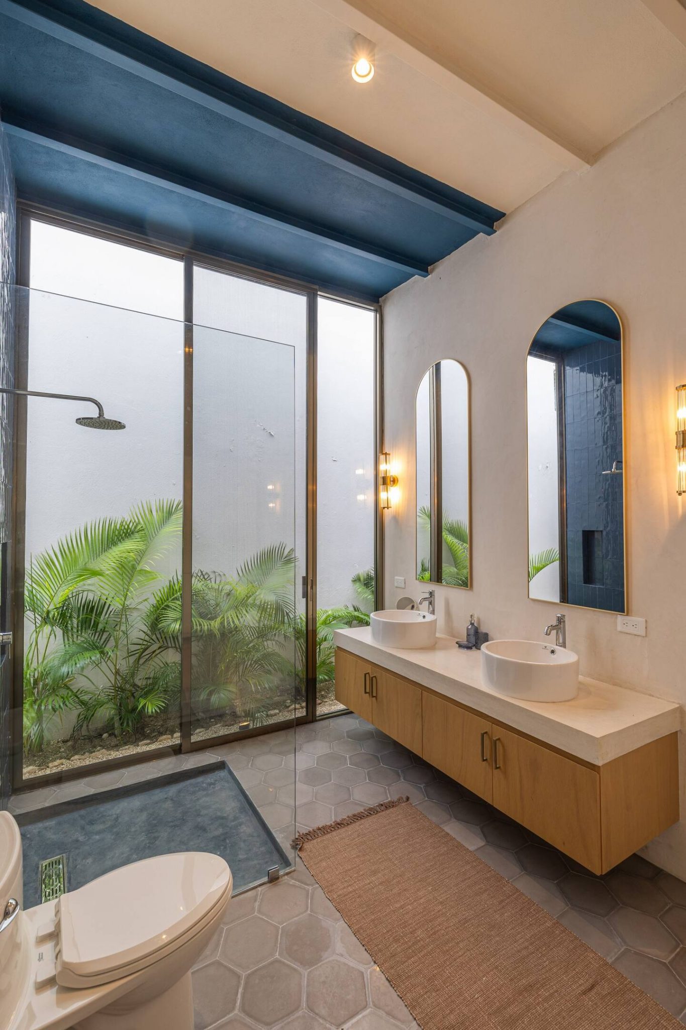 salle de bain avec patio Casa Yucatan Jay