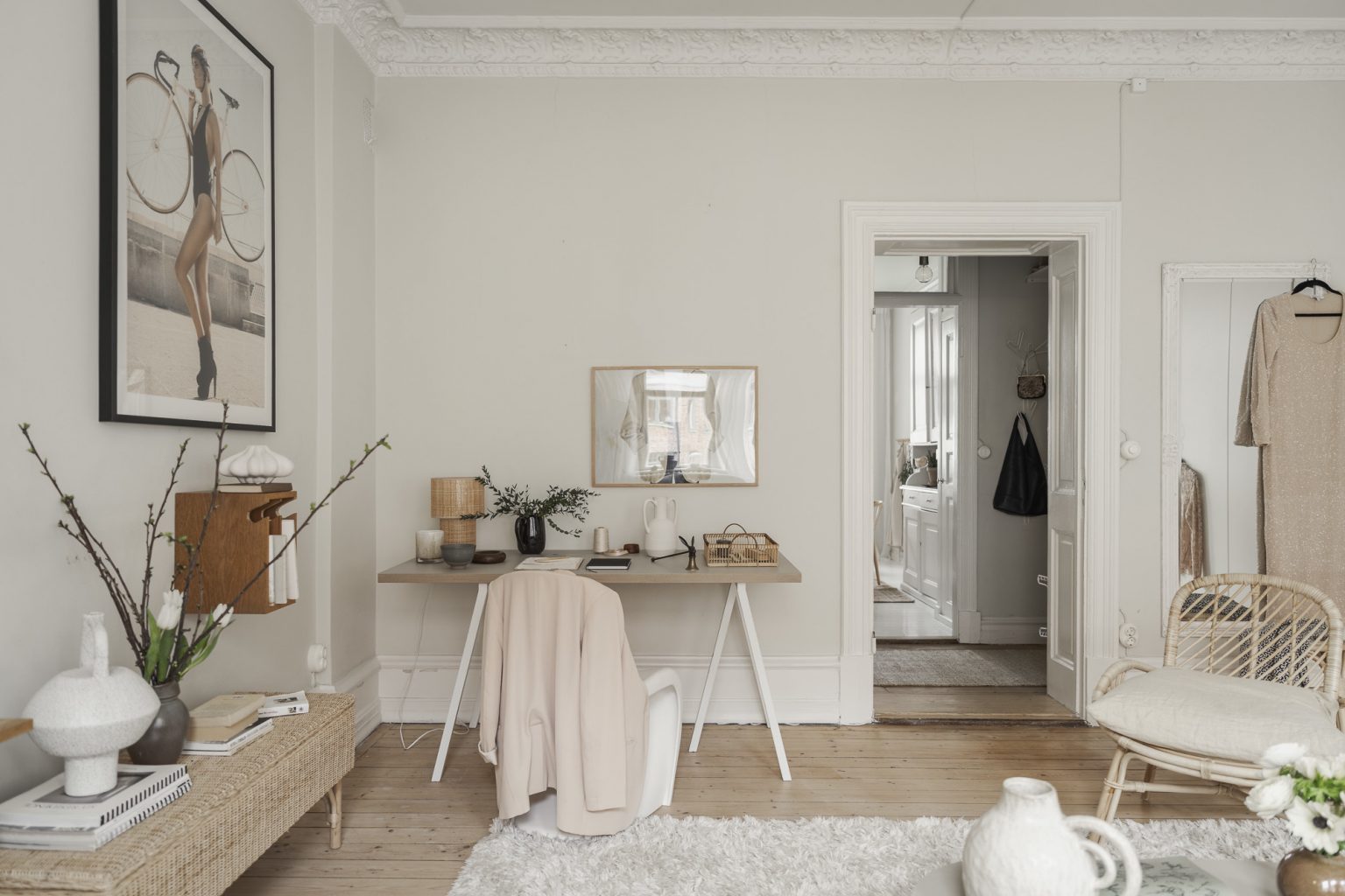 salon deux-pièces de 51m2 décoration scandinave