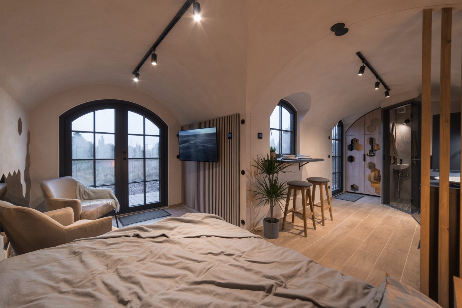 intérieur petite maison préfabriquée en béton Revonia