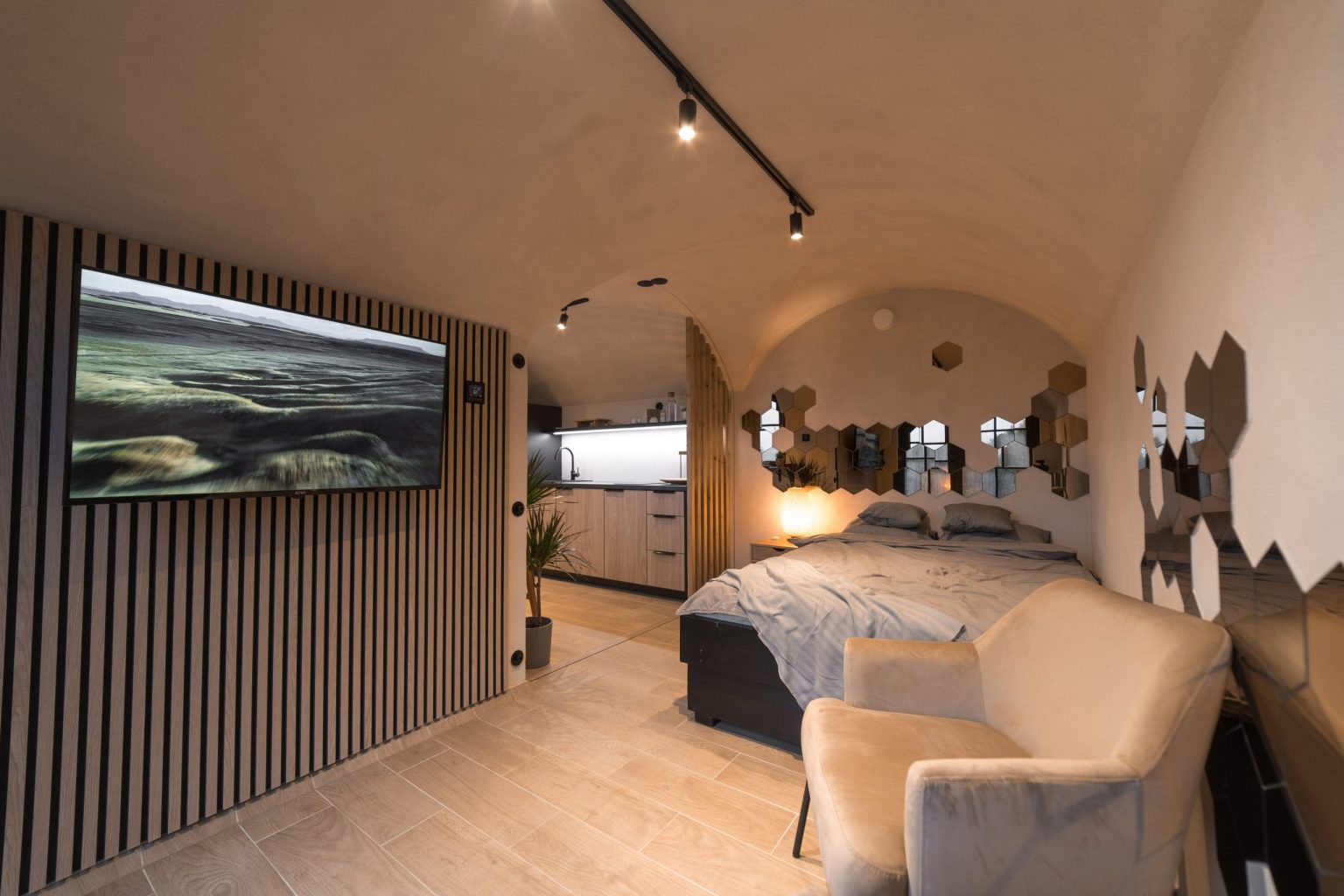 intérieur petite maison préfabriquée en béton Revonia