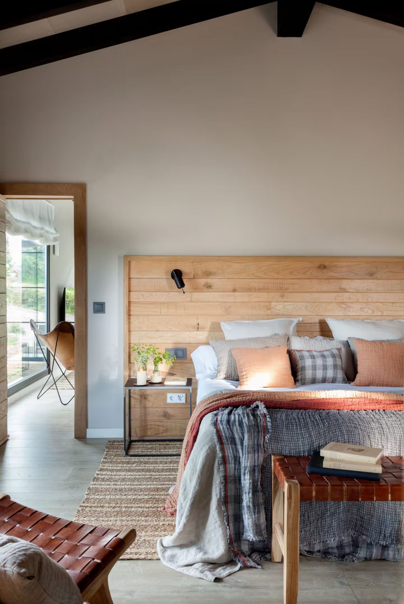 chambre décoration contemporaine maison en bois de 80m2 dans les Asturies