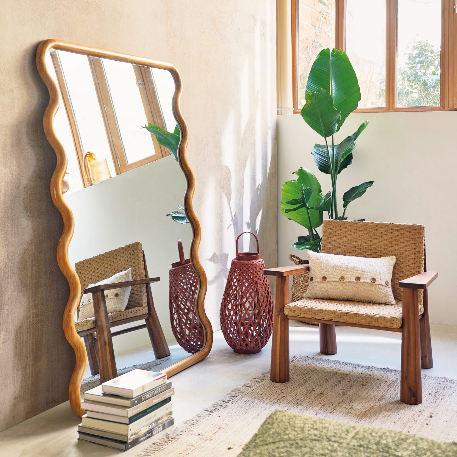 miroir bois ondulé Maisons du Monde