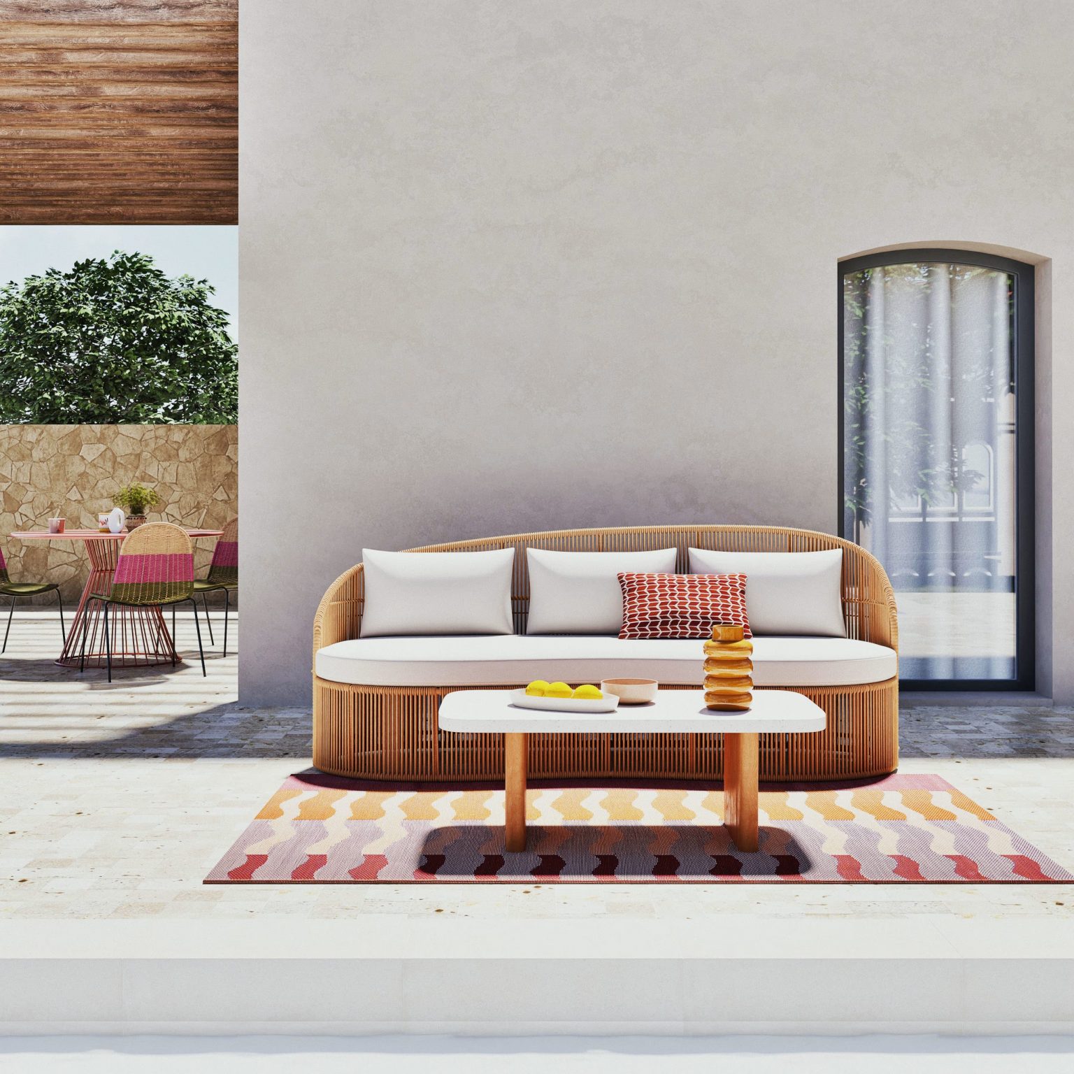 banc rotin Maisons du Monde collection French Riviera