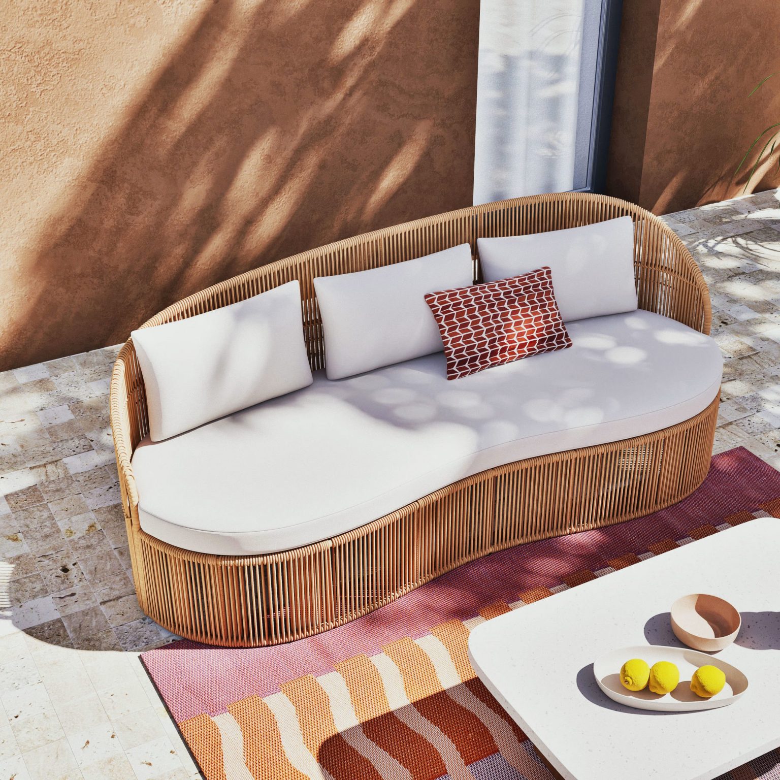canapé rotin Maisons du Monde collection French Riviera
