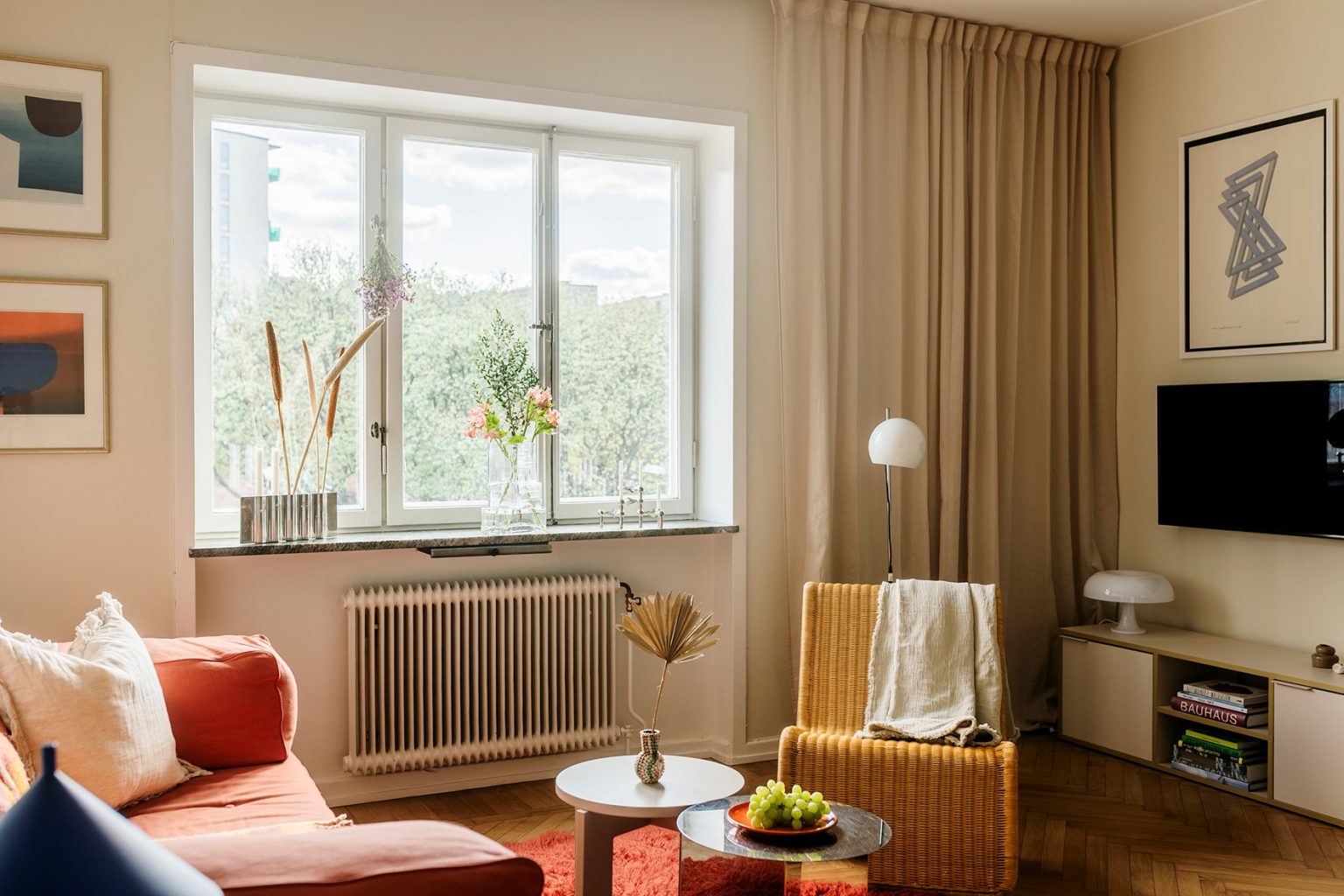 salon décoration colorée et vintage deux-pièces 38m2