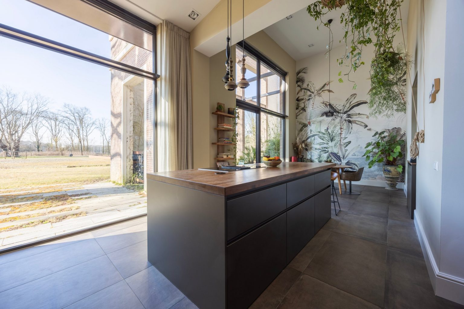 cuisine design avec salle à manger sur terrasse décoration contemporaine