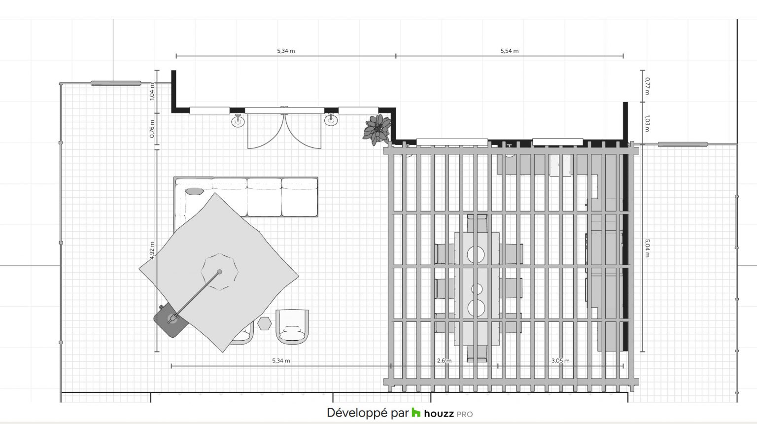 plan jardin avec pergola et piscine