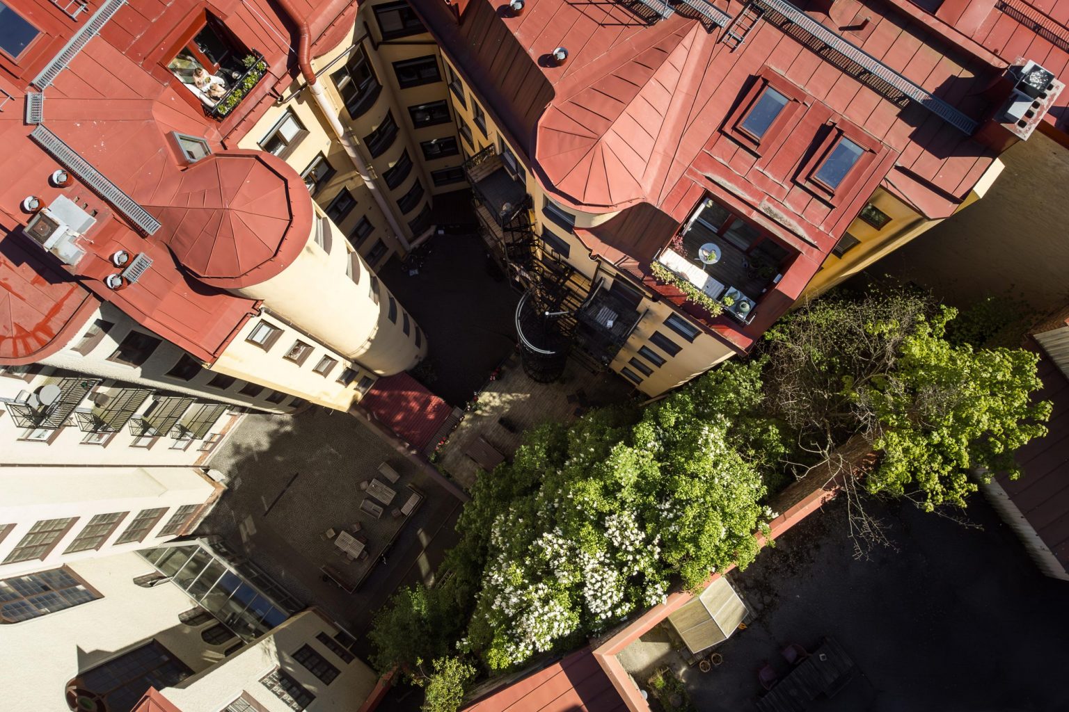 cour immeuble Suède vue aérienne