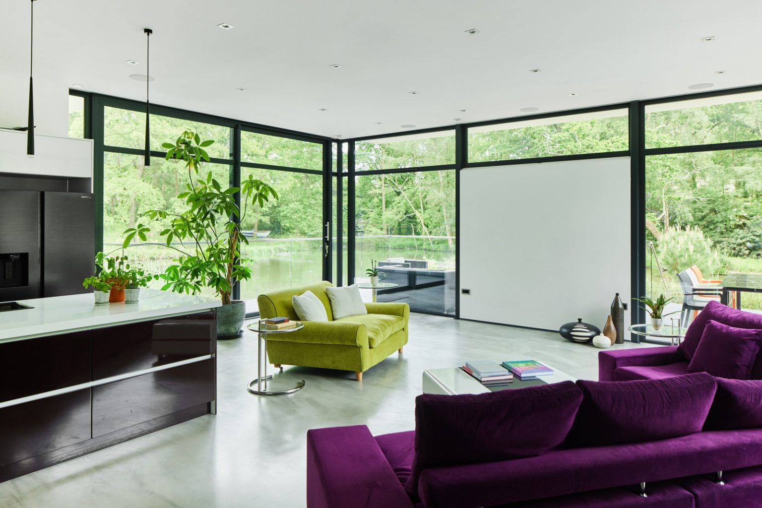 salon maison design avec baies vitrées
