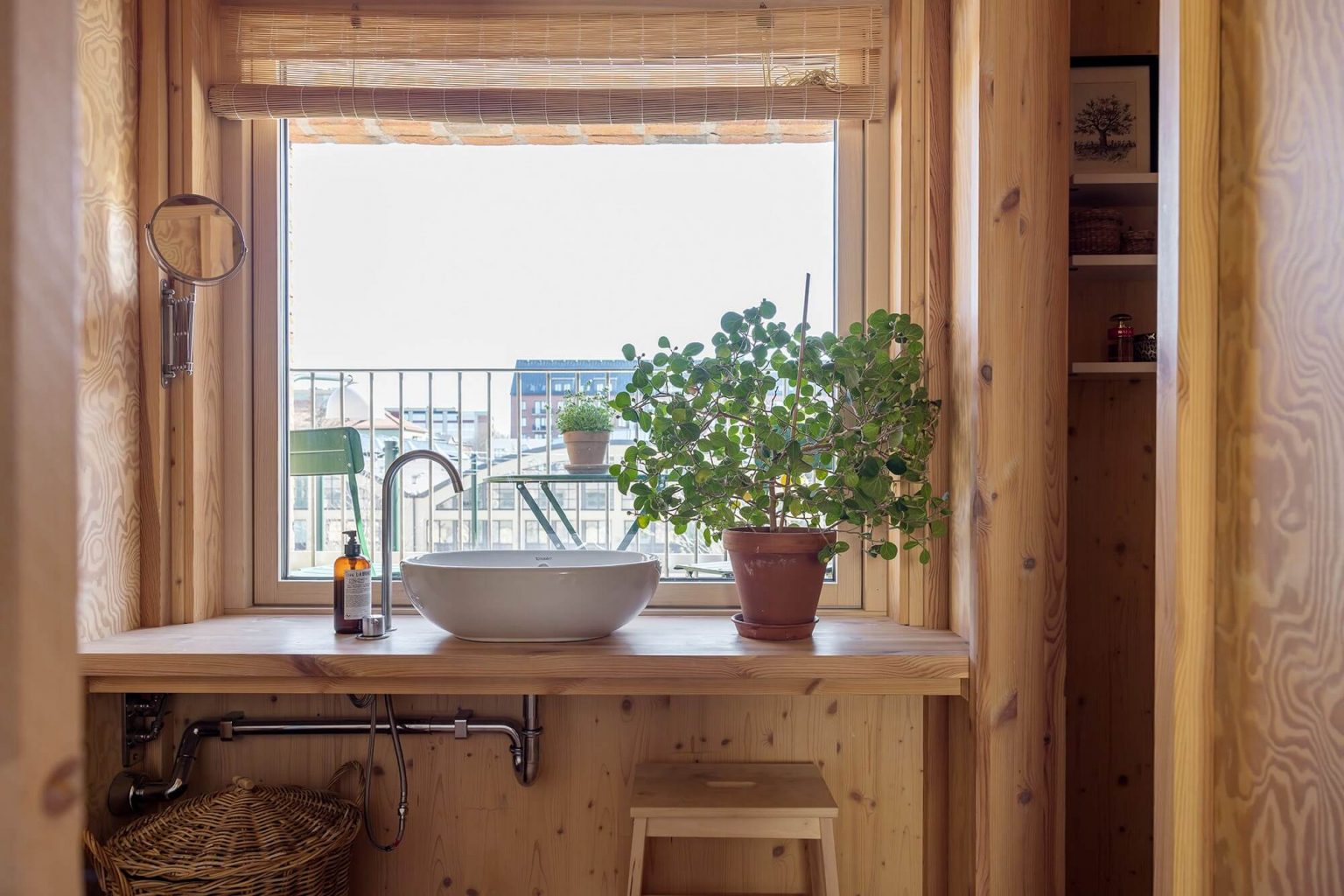 salle de bain murs bois