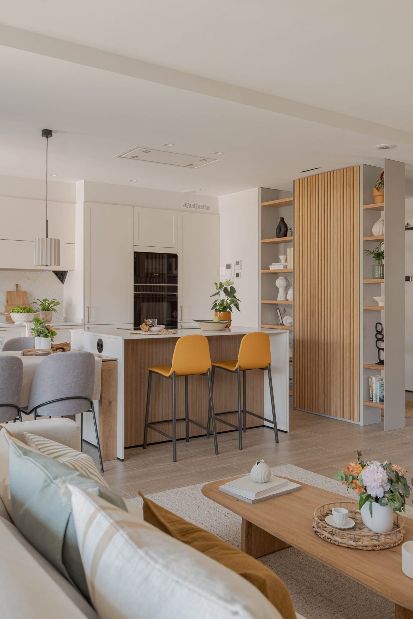 cuisine ouverte sur salon décoration contemporaine