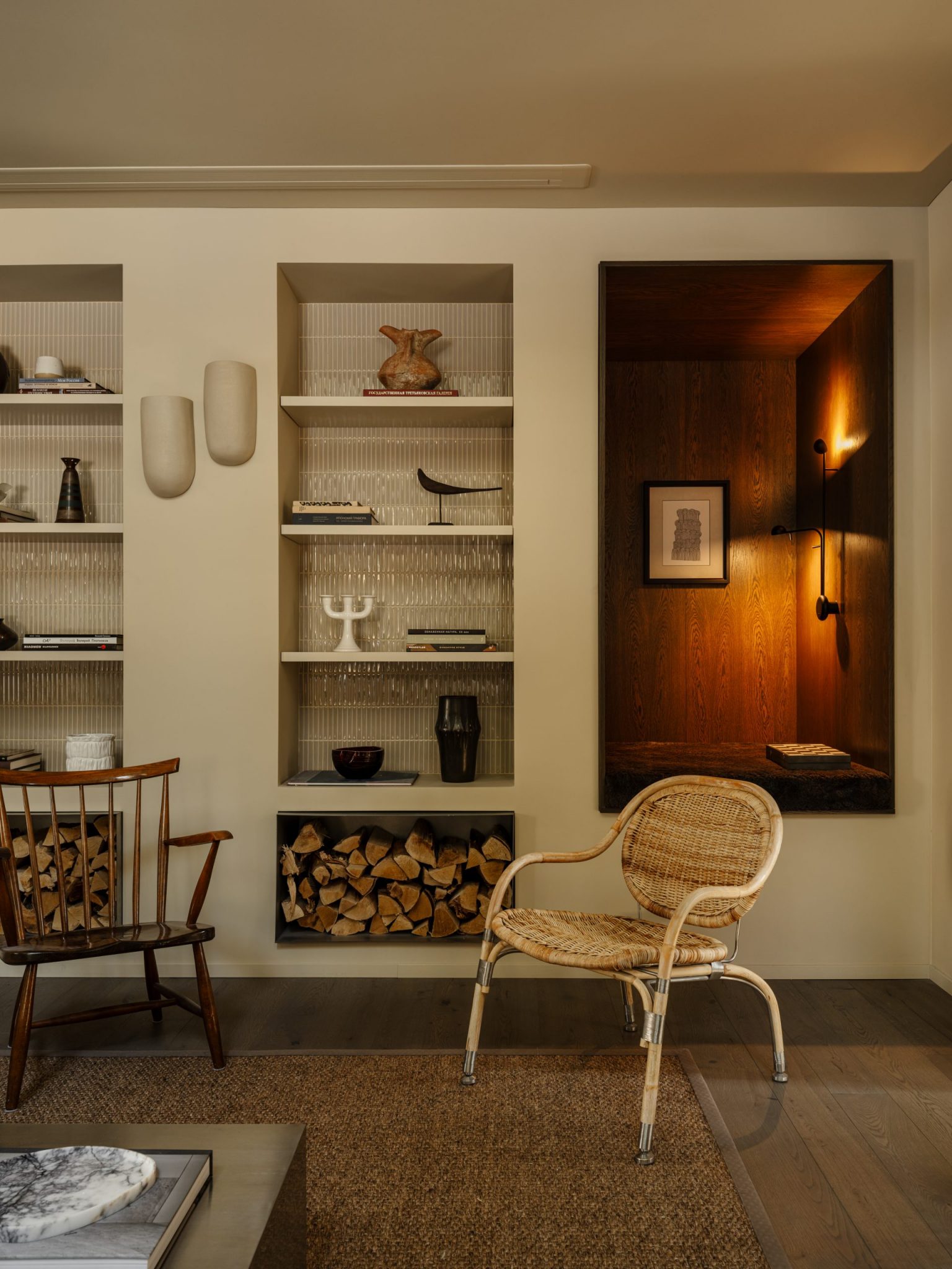 salon décoration contemporaine maison en bois