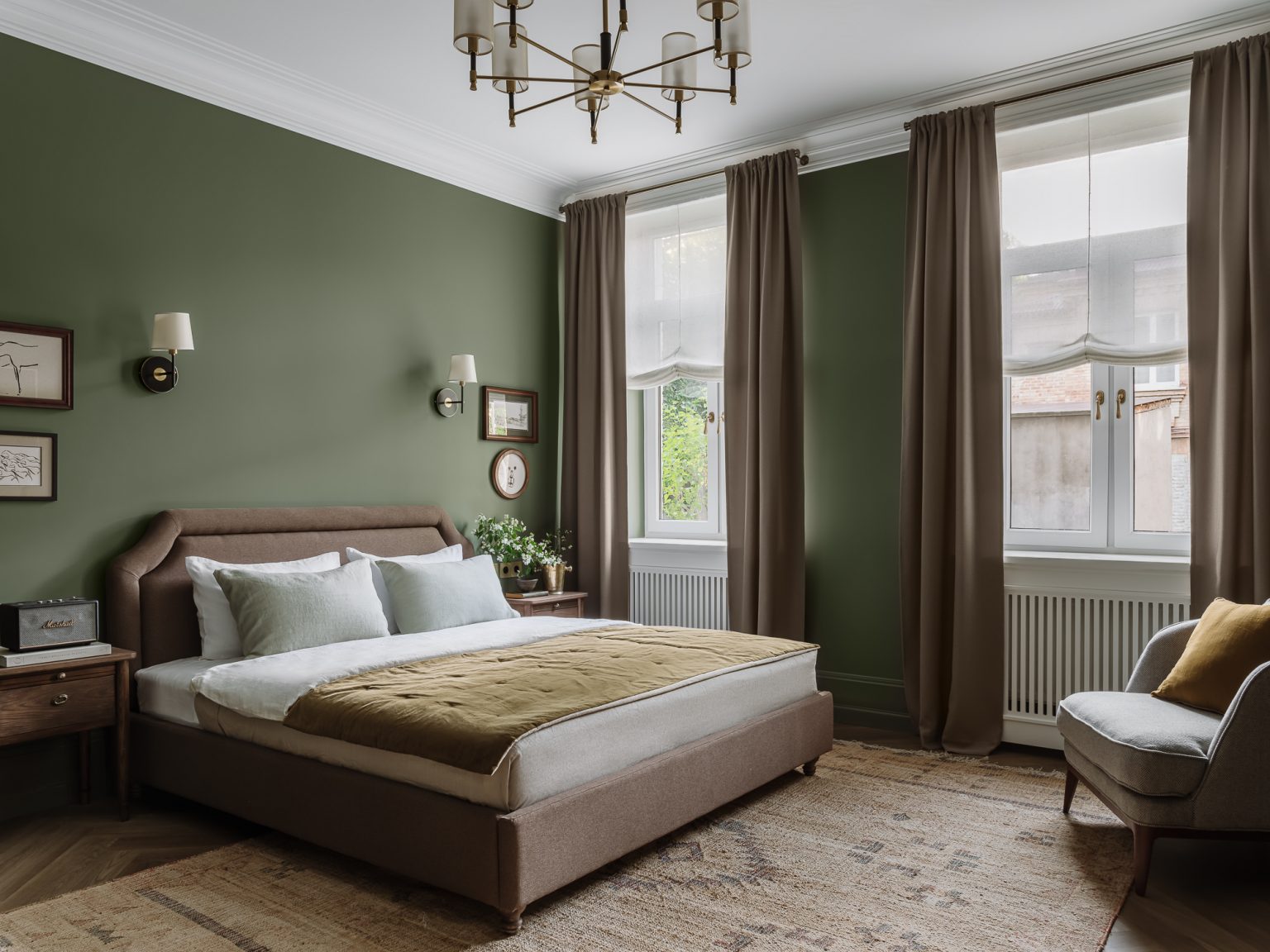 chambre contemporaine mur vert