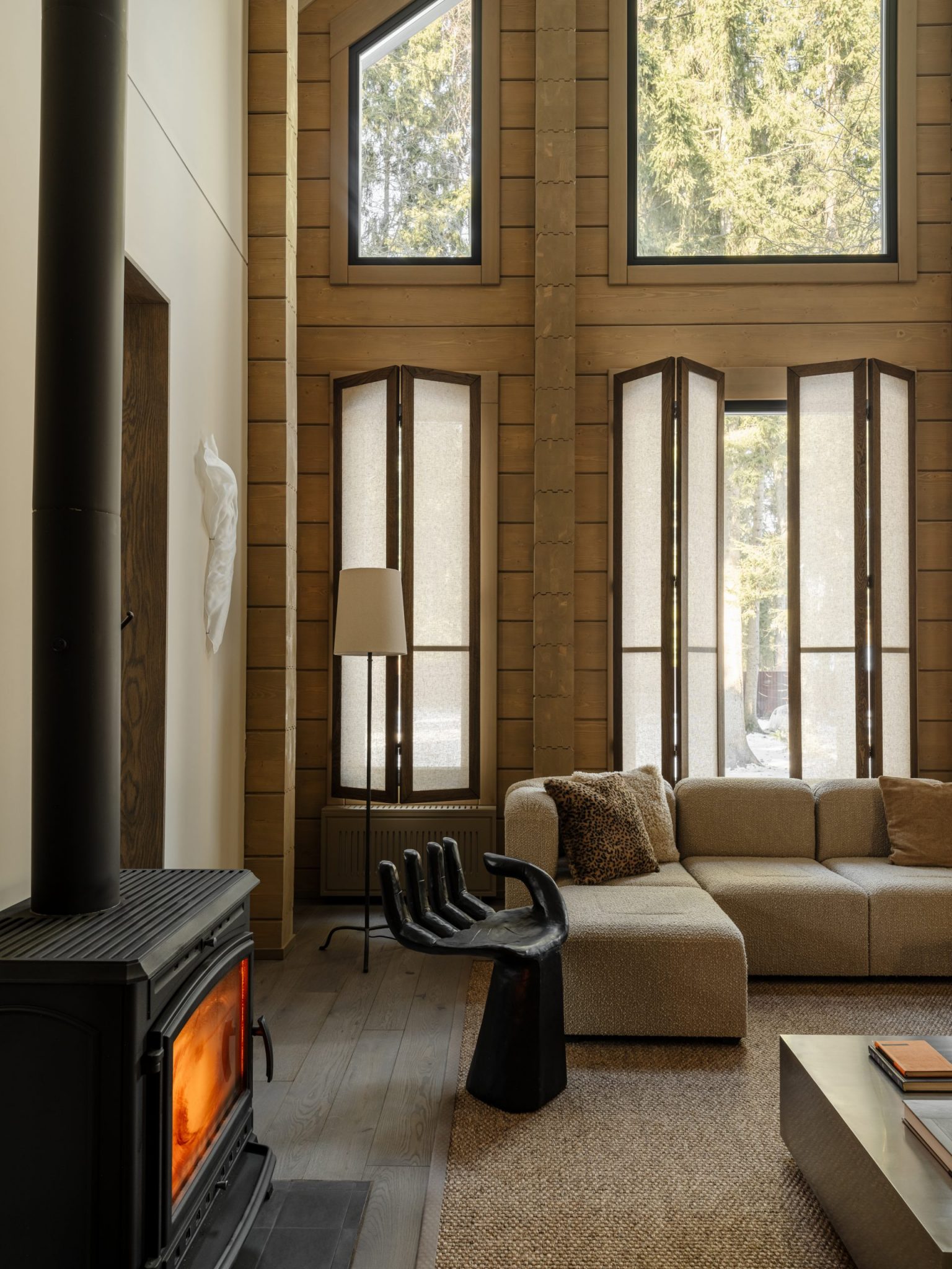 salon décoration contemporaine maison en bois