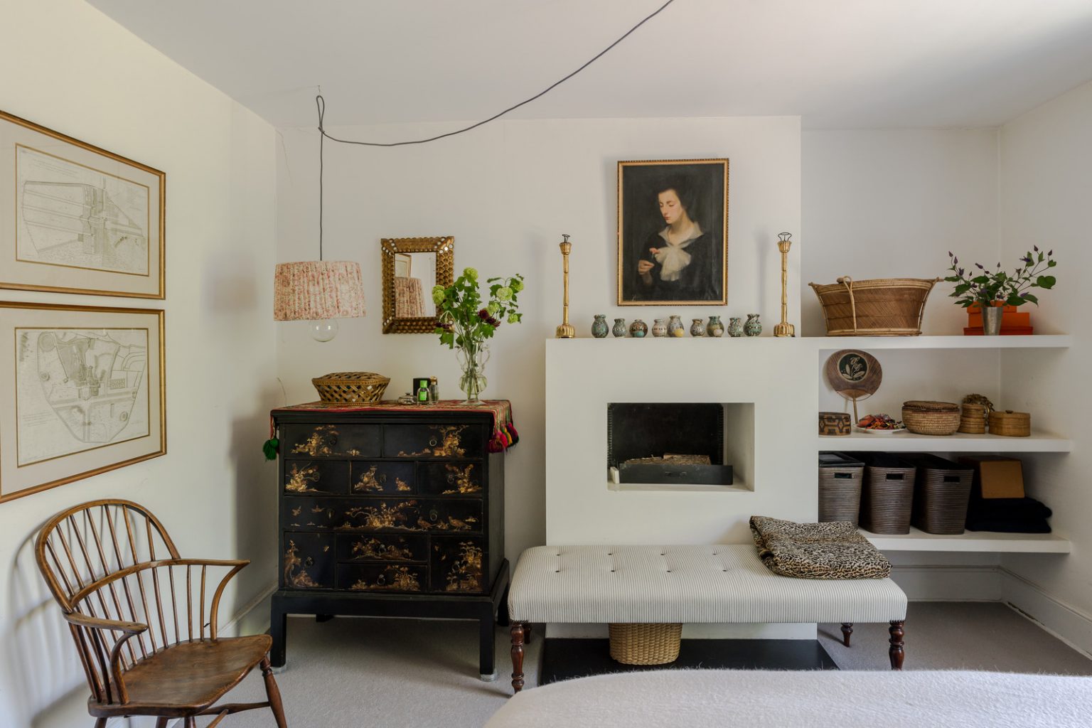 chambre style anglais avec cheminée