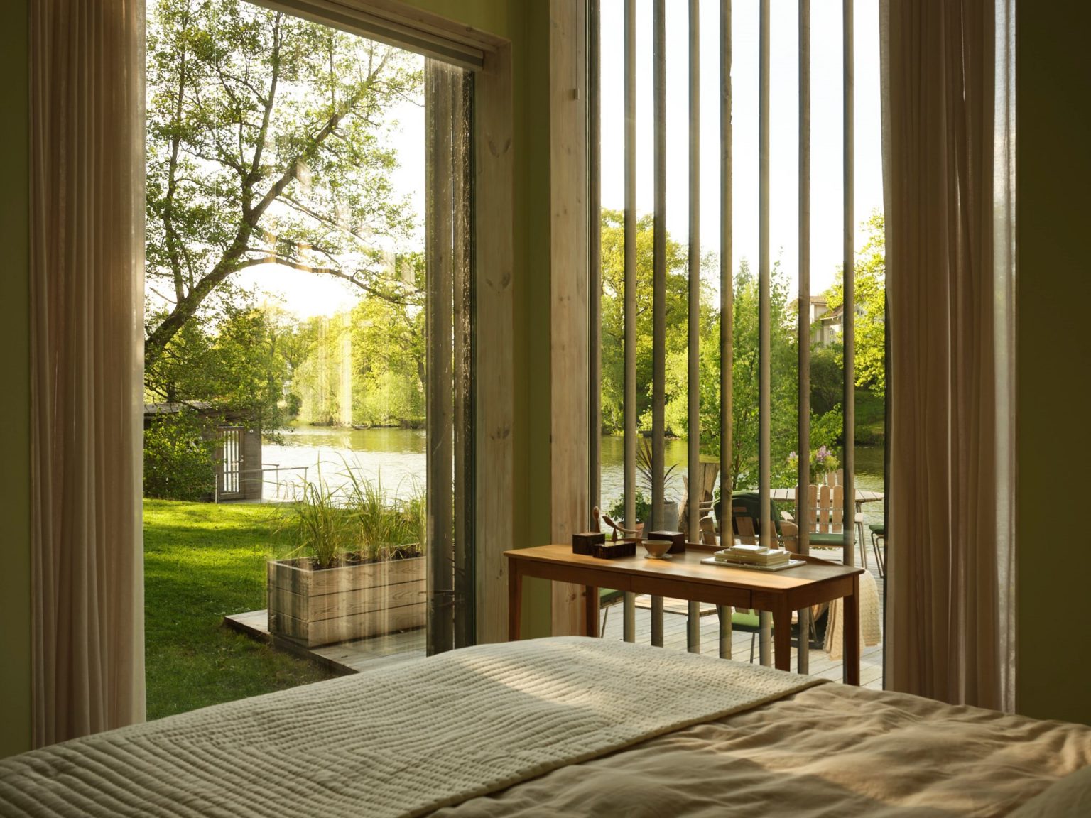 chambre dans extension contemporaine bois