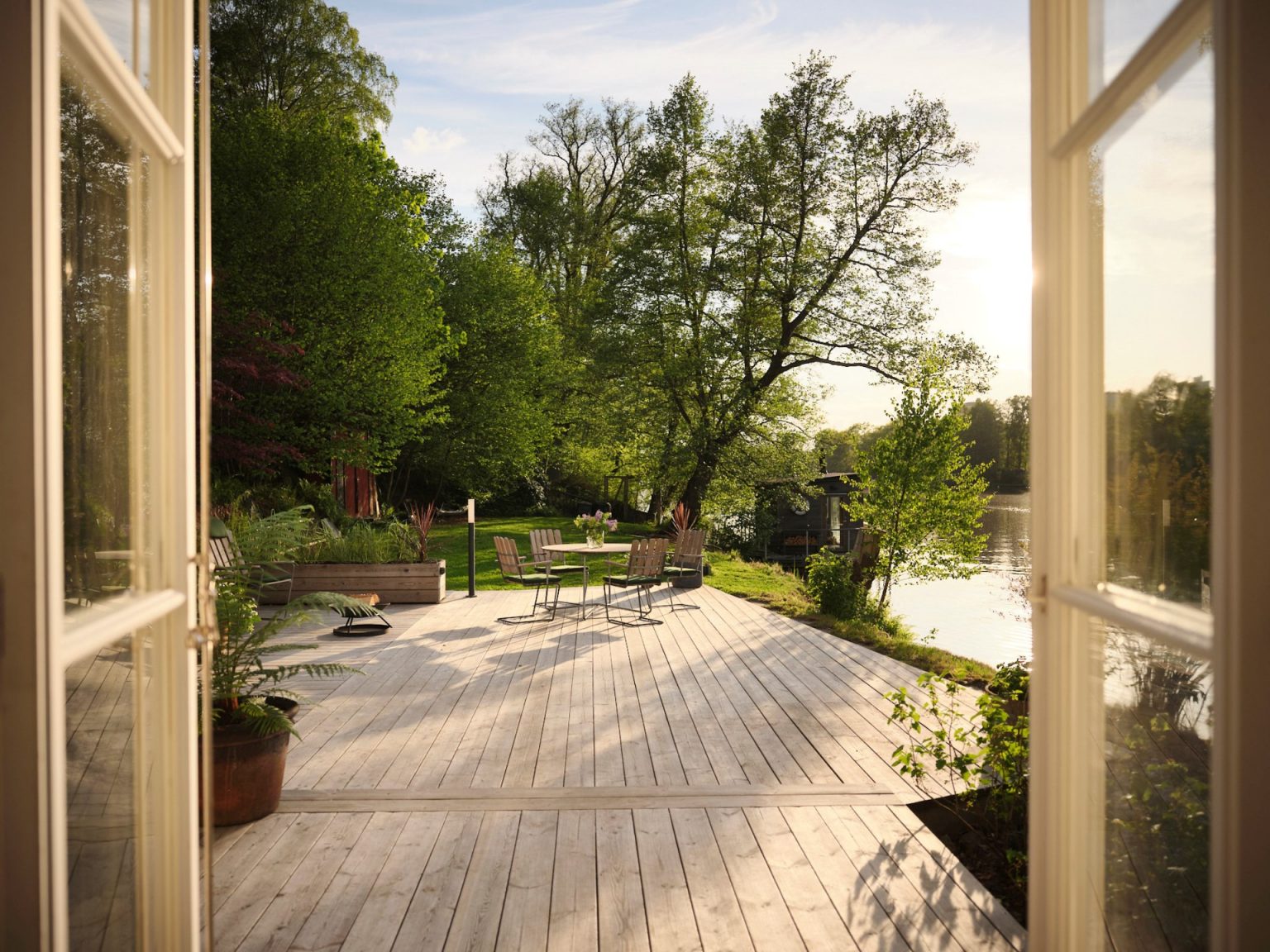 terrasse bois maison Nacka Suède