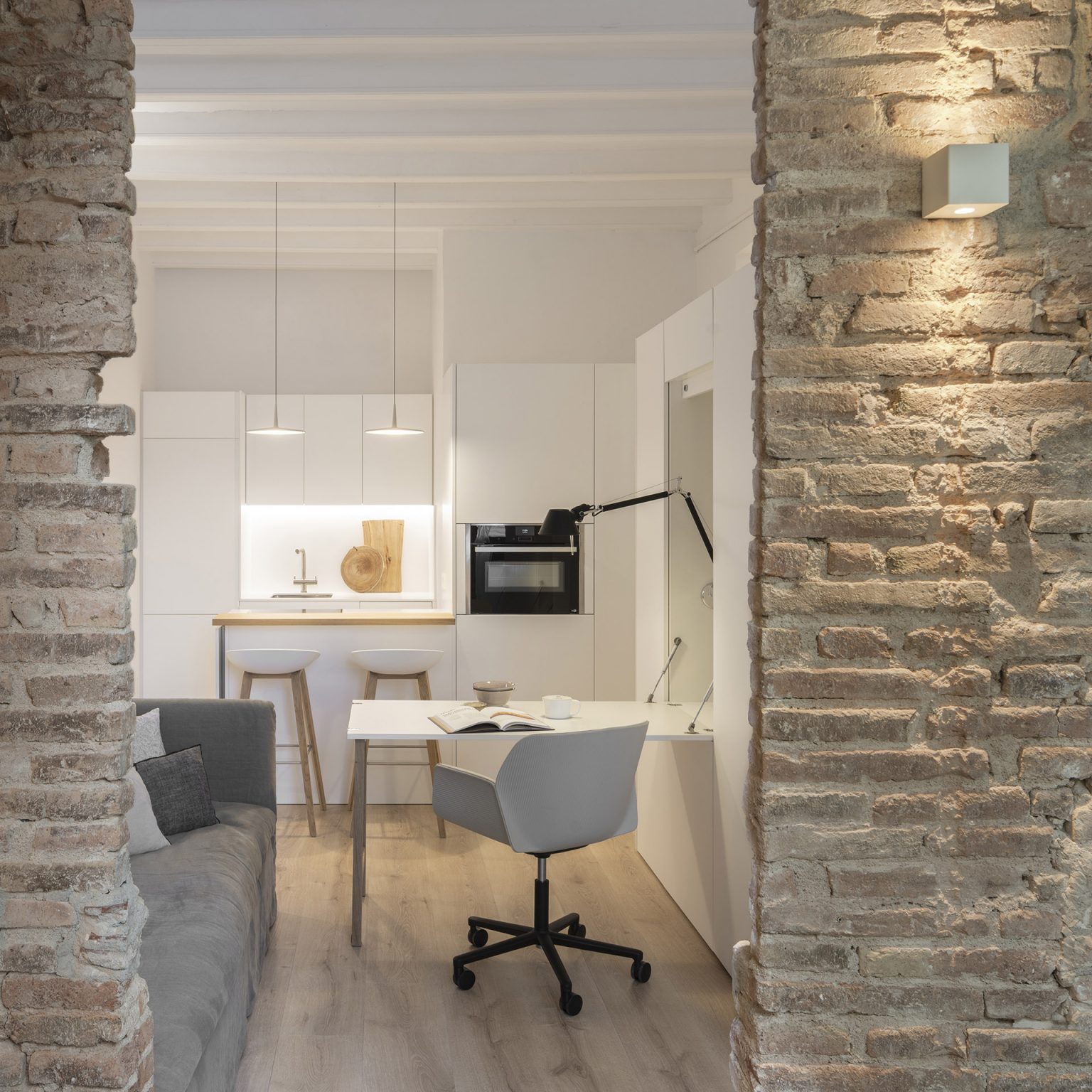 cuisine et salon appartement design 50m2