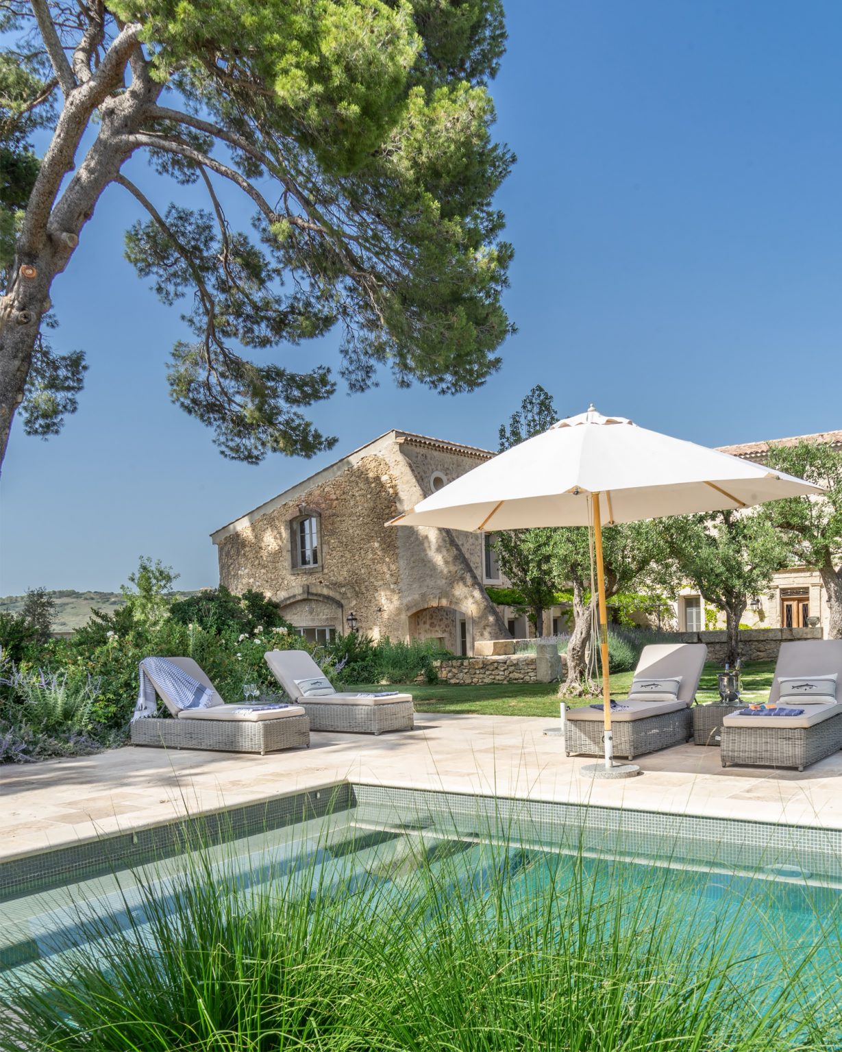 maison en pierres avec piscine Mas des Oliviers Plaissan