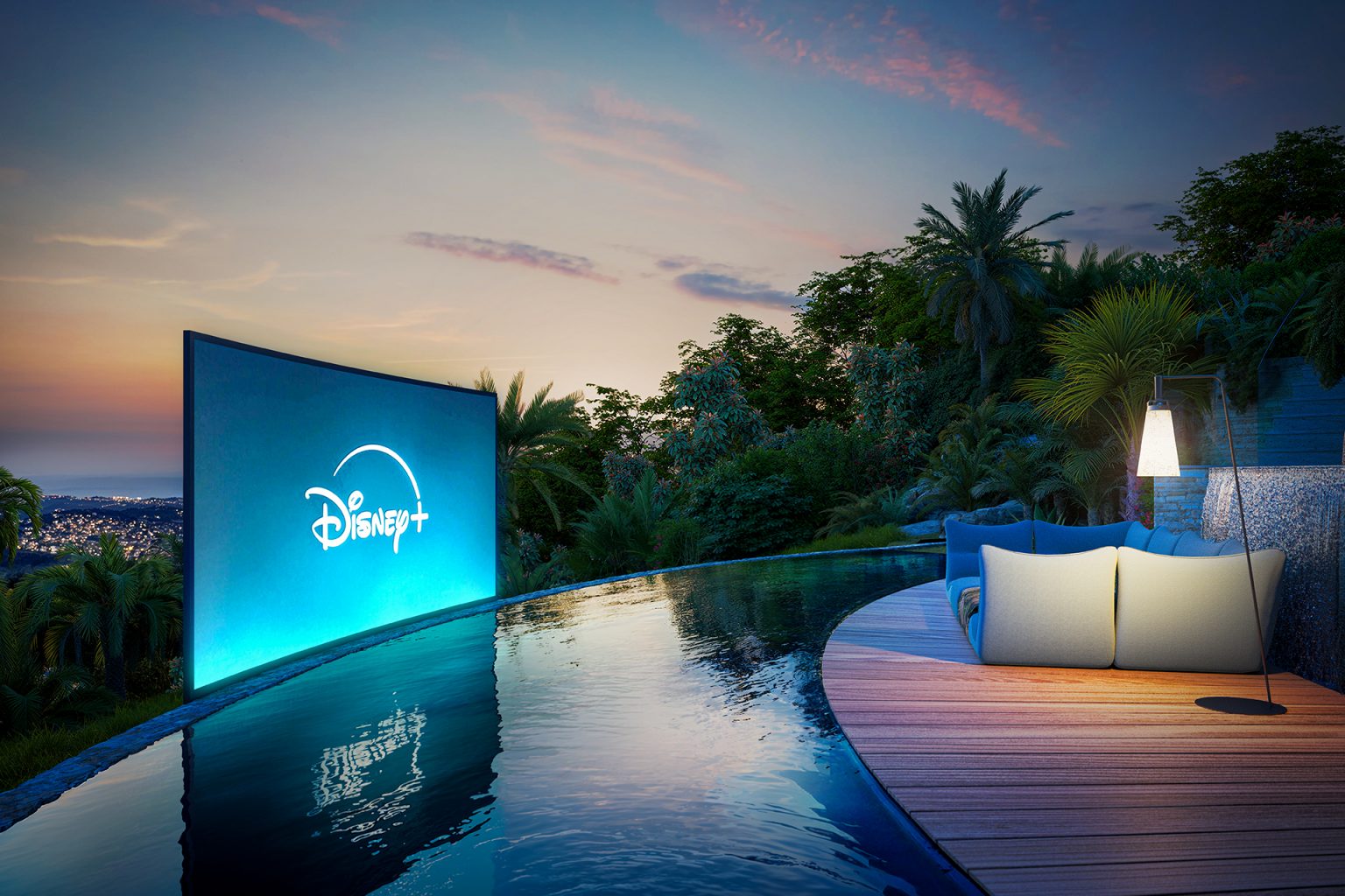 piscine avec home-cinema maison architecte CURV à Vence