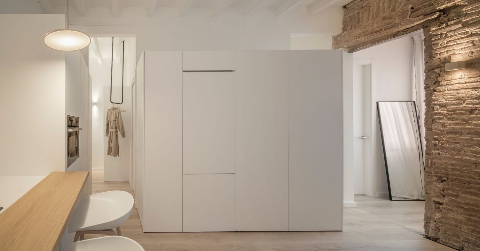 cuisine et salon appartement design 50m2