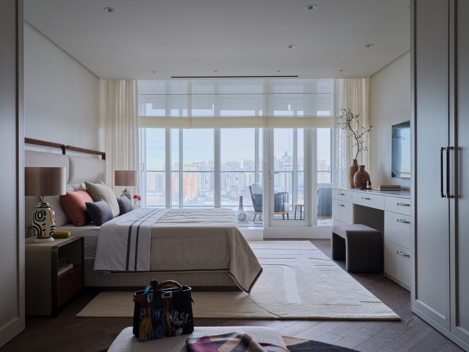 chambre avec dressing ouvert décoration contemporaine