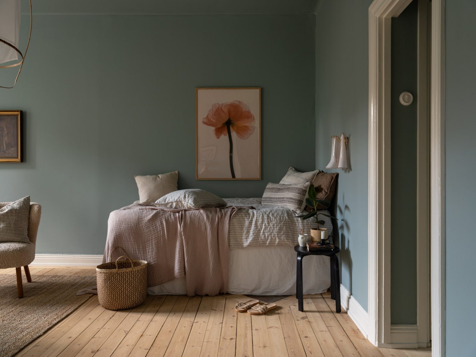 espace chambre dans studio 41m2 décoration vintage