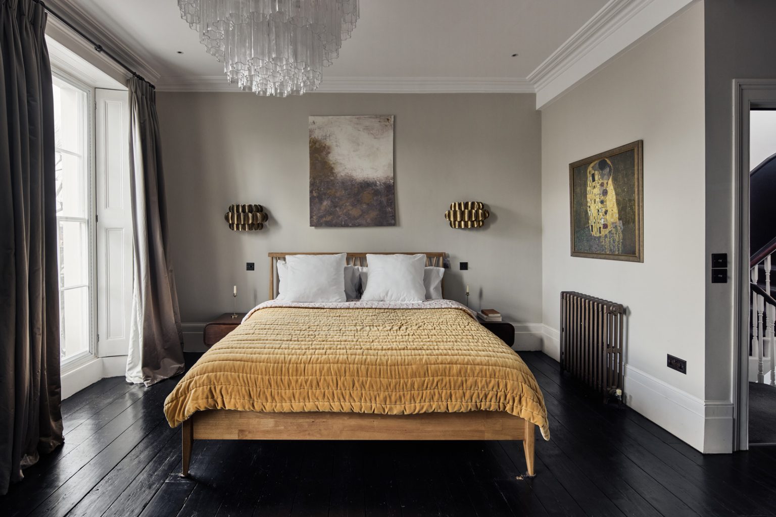 chambre classique chic murs gris