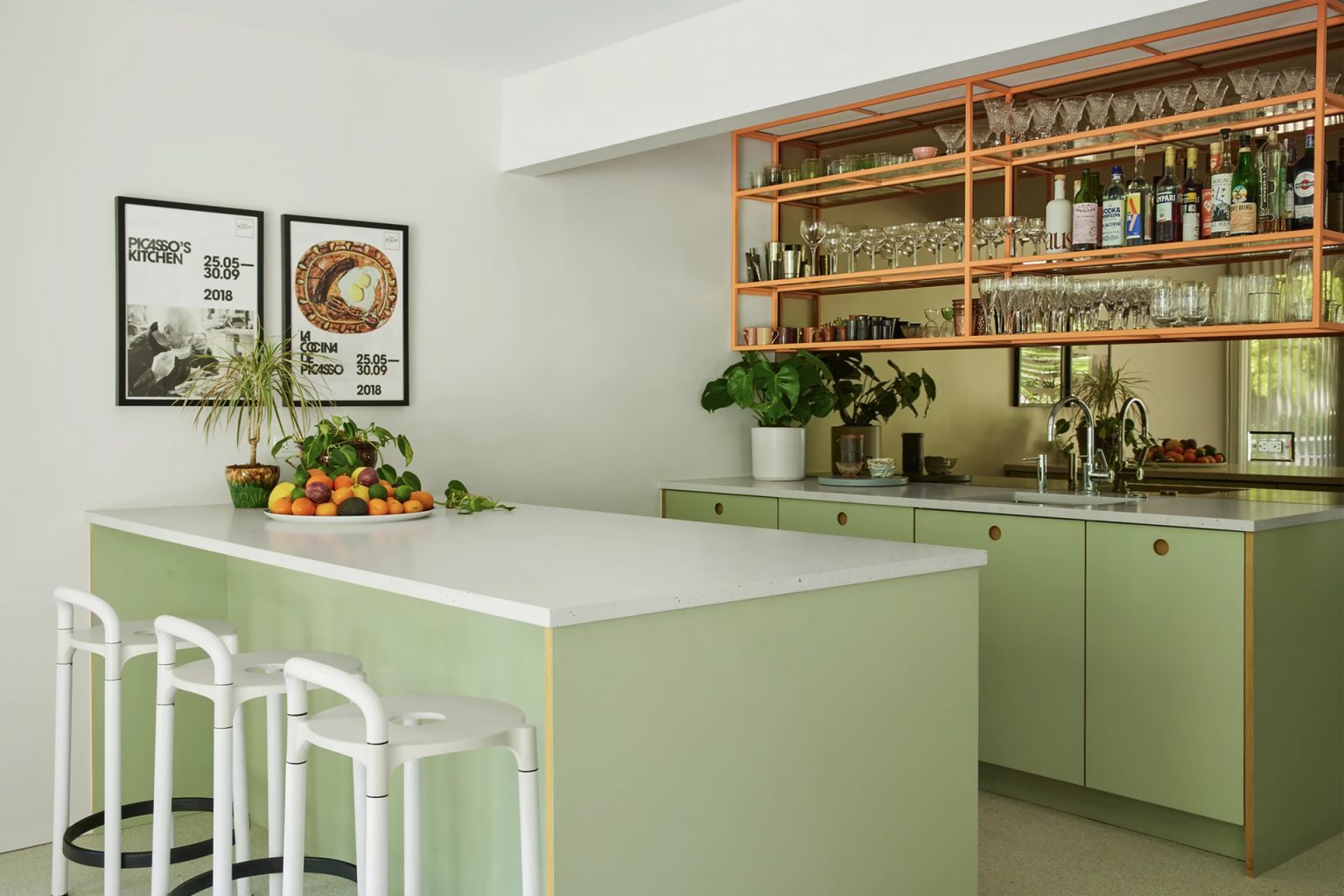 cuisine verte maison Pasadena Puelicher House décoration mid-century