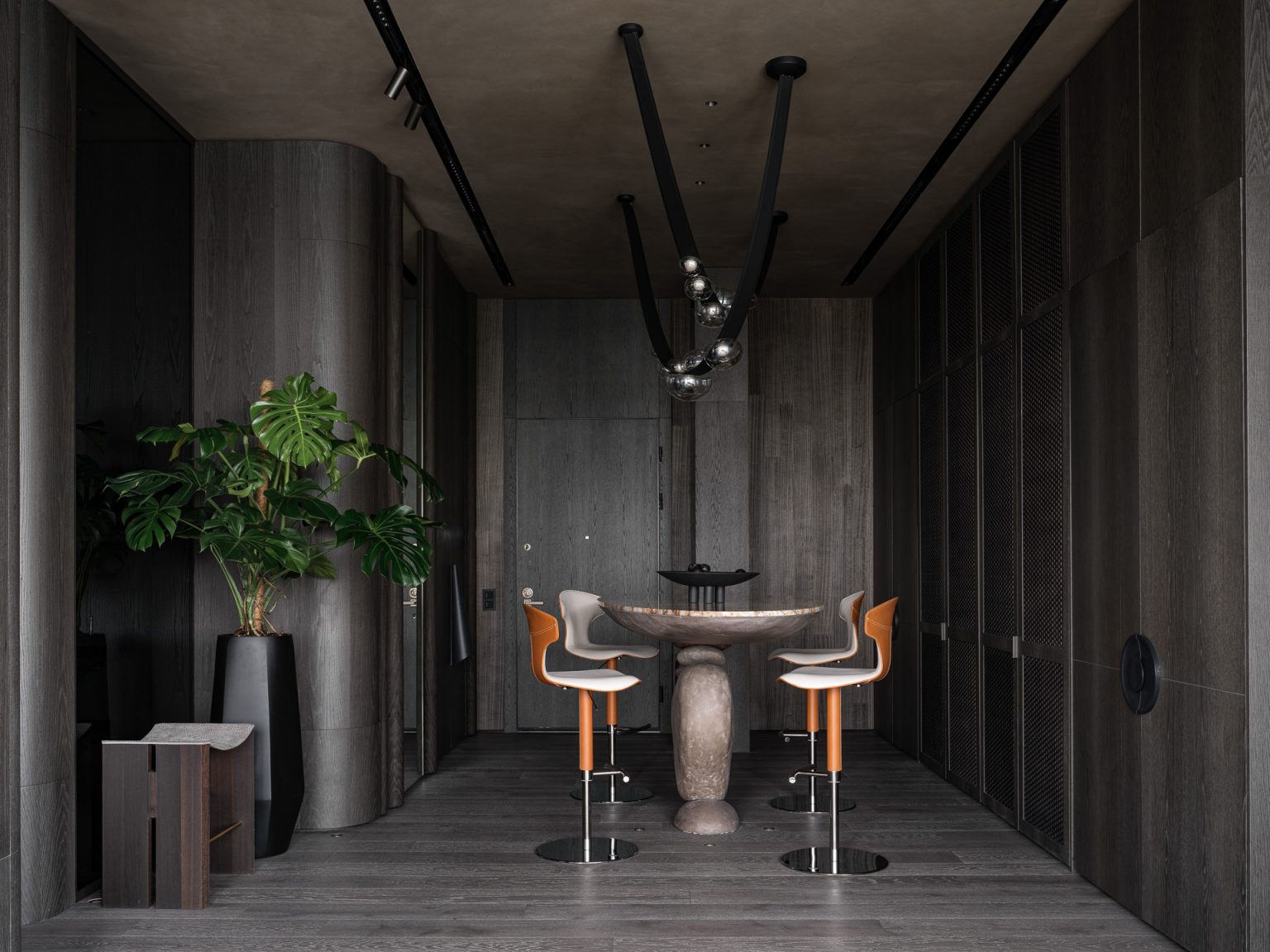 salle à manger avec table marbre décoration design