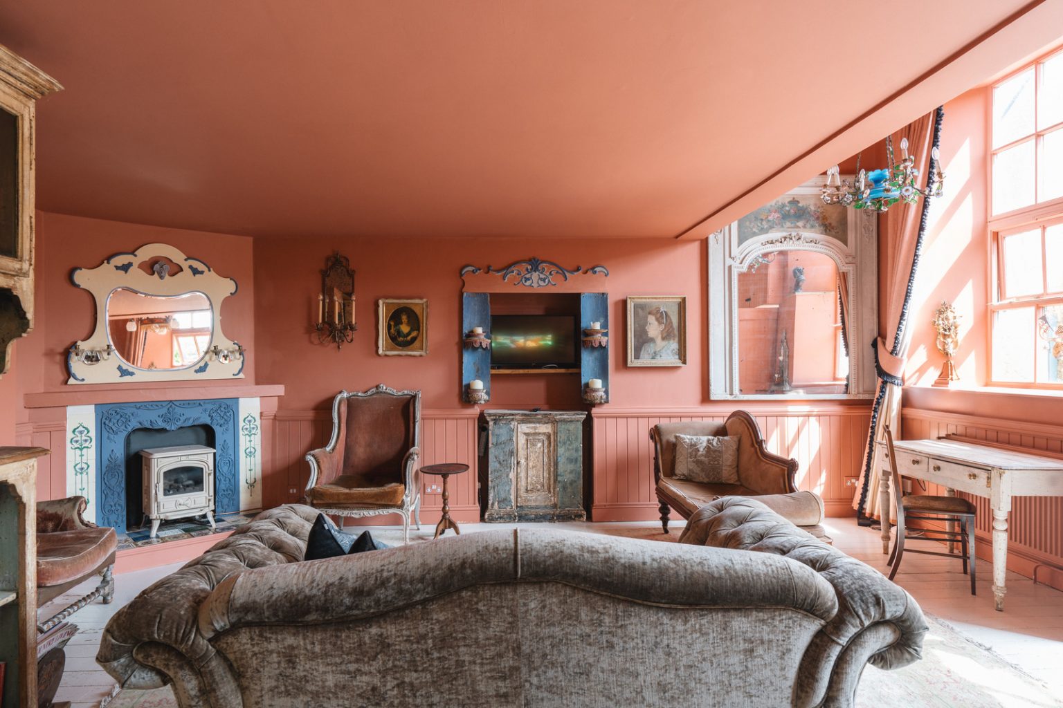 salon maison anglaise décoration rustique chic