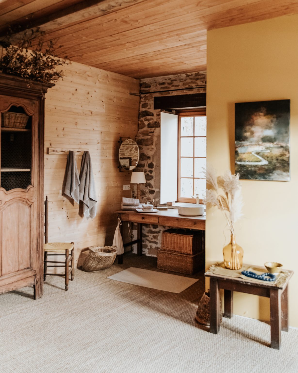 espace salle de bain dans chambre la Petite Grange des Vignes Dordogne