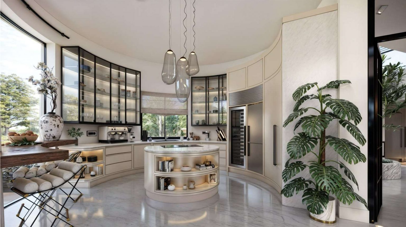 cuisine arrondie décoration design maison silo Angleterre