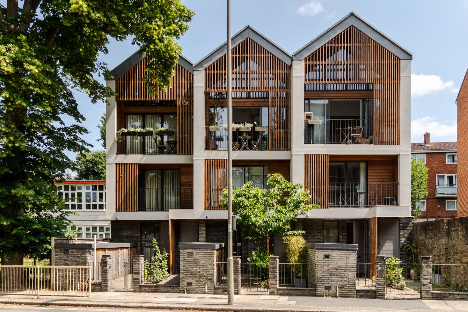 immeuble contemporain lattes bois Londres