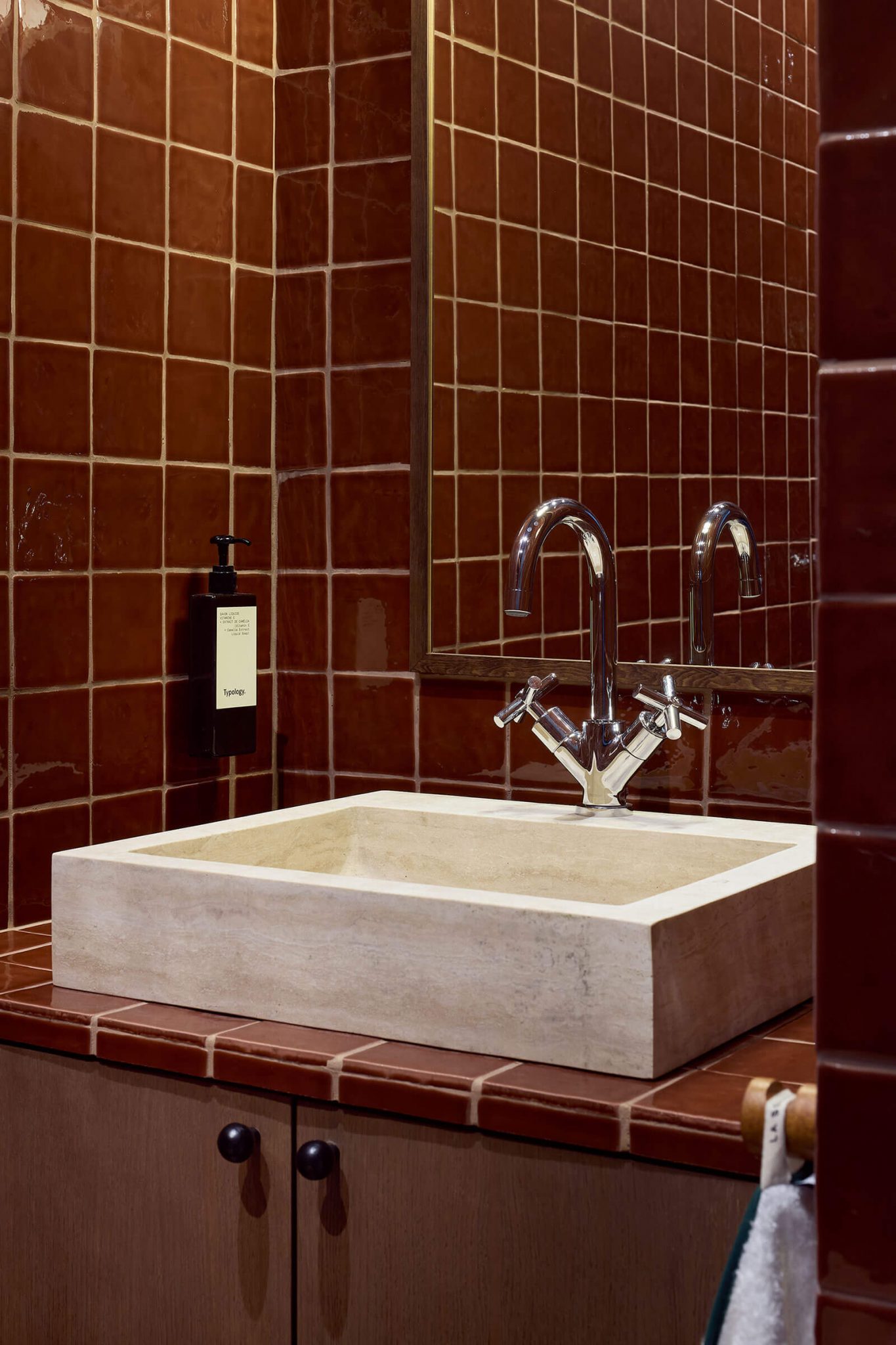 salle de bain bordeaux classique chic Le Vaudoué Velvet House