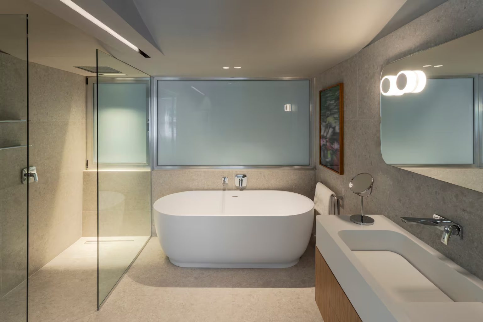 salle de bain design avec baignoire îlot