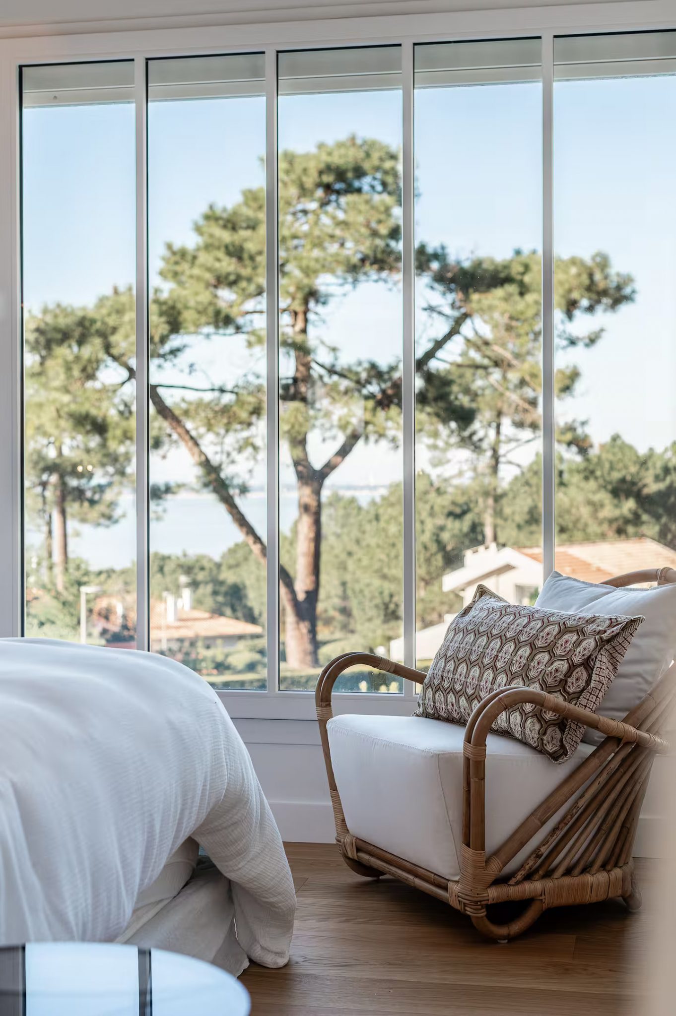 chambre vue mer maison bassin d'Arcachon décoration contemporaine