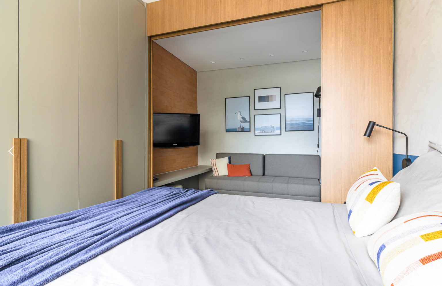 salon et chambre deux-pièces de 33m2 décoration contemporaine