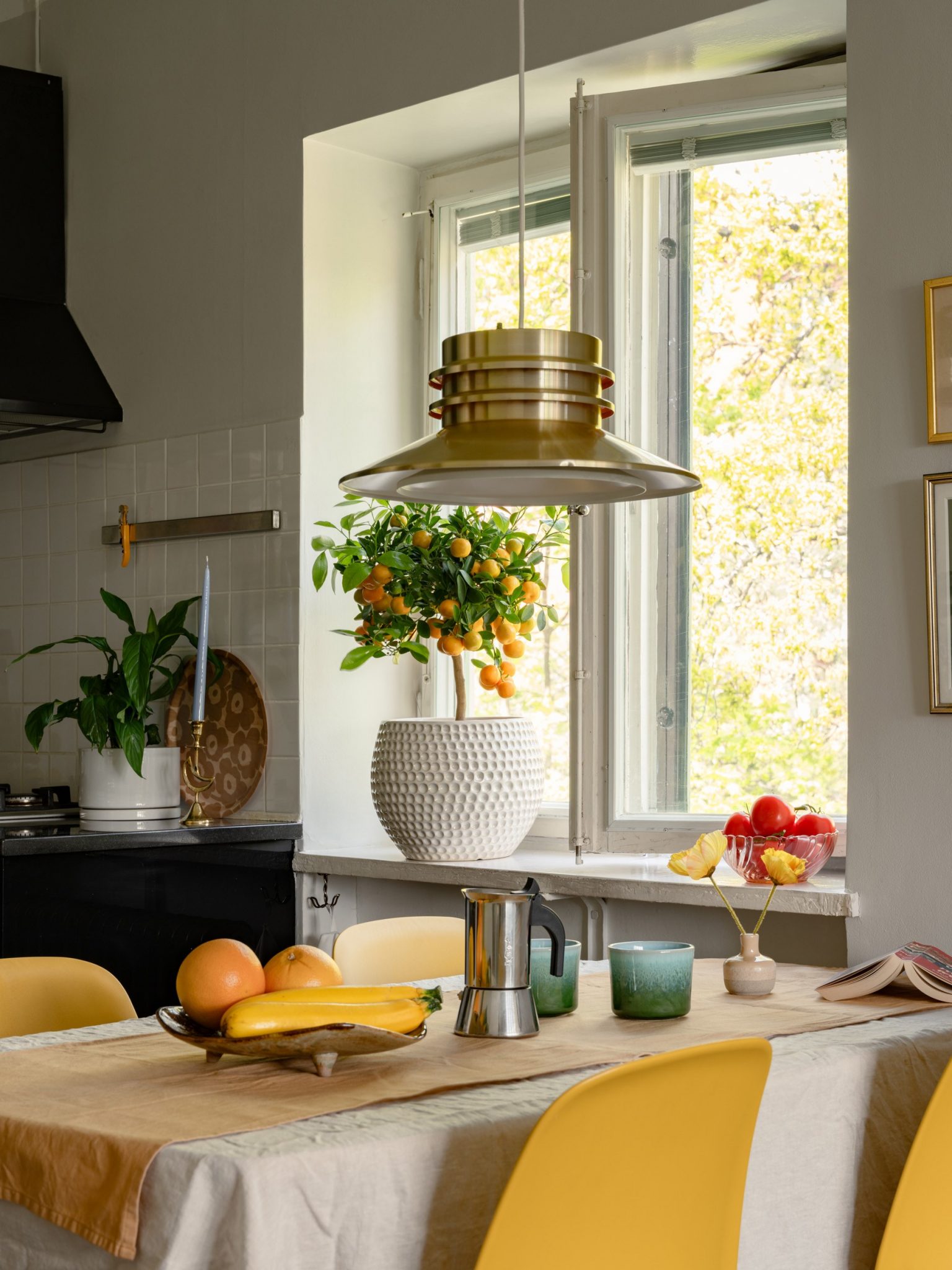 cuisine et salle à manger studio 29m2 décoration colorée et vintage