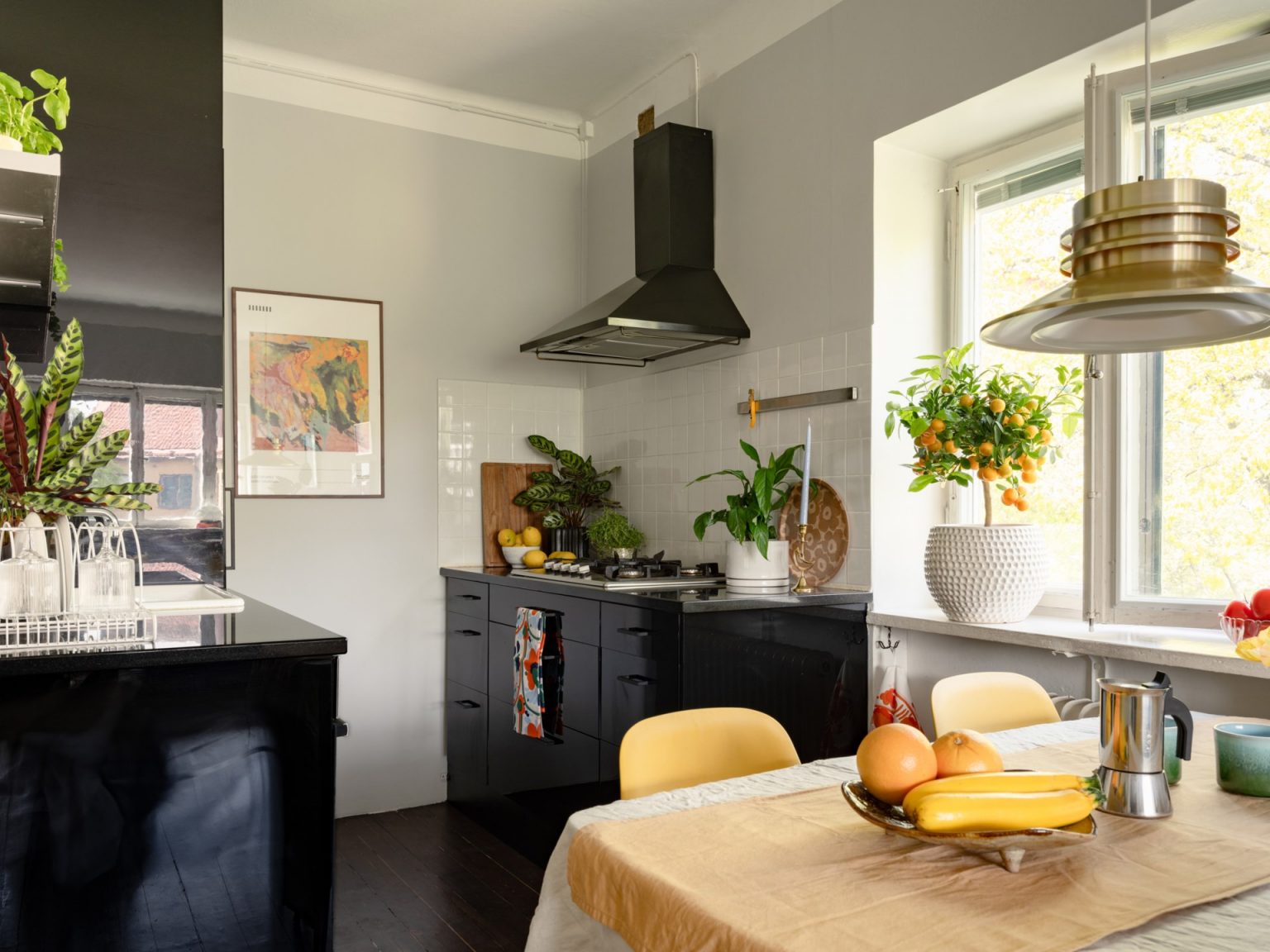 cuisine et salle à manger studio 29m2 décoration colorée et vintage