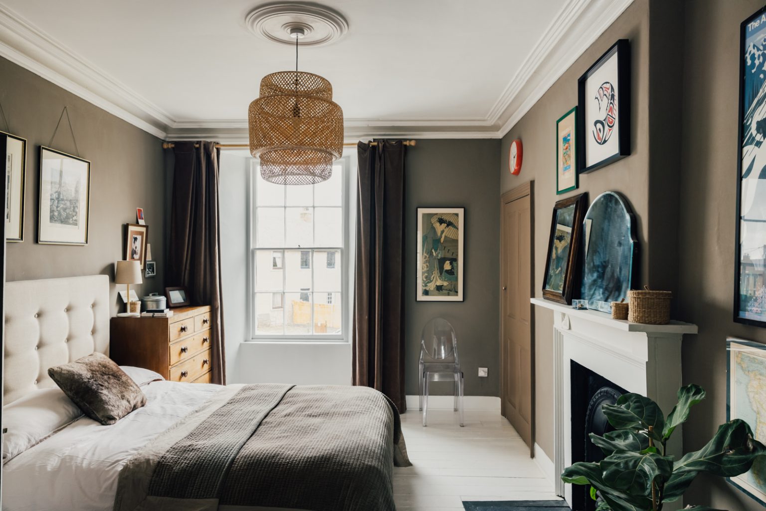 chambre avec cheminée décoration classique anglaise