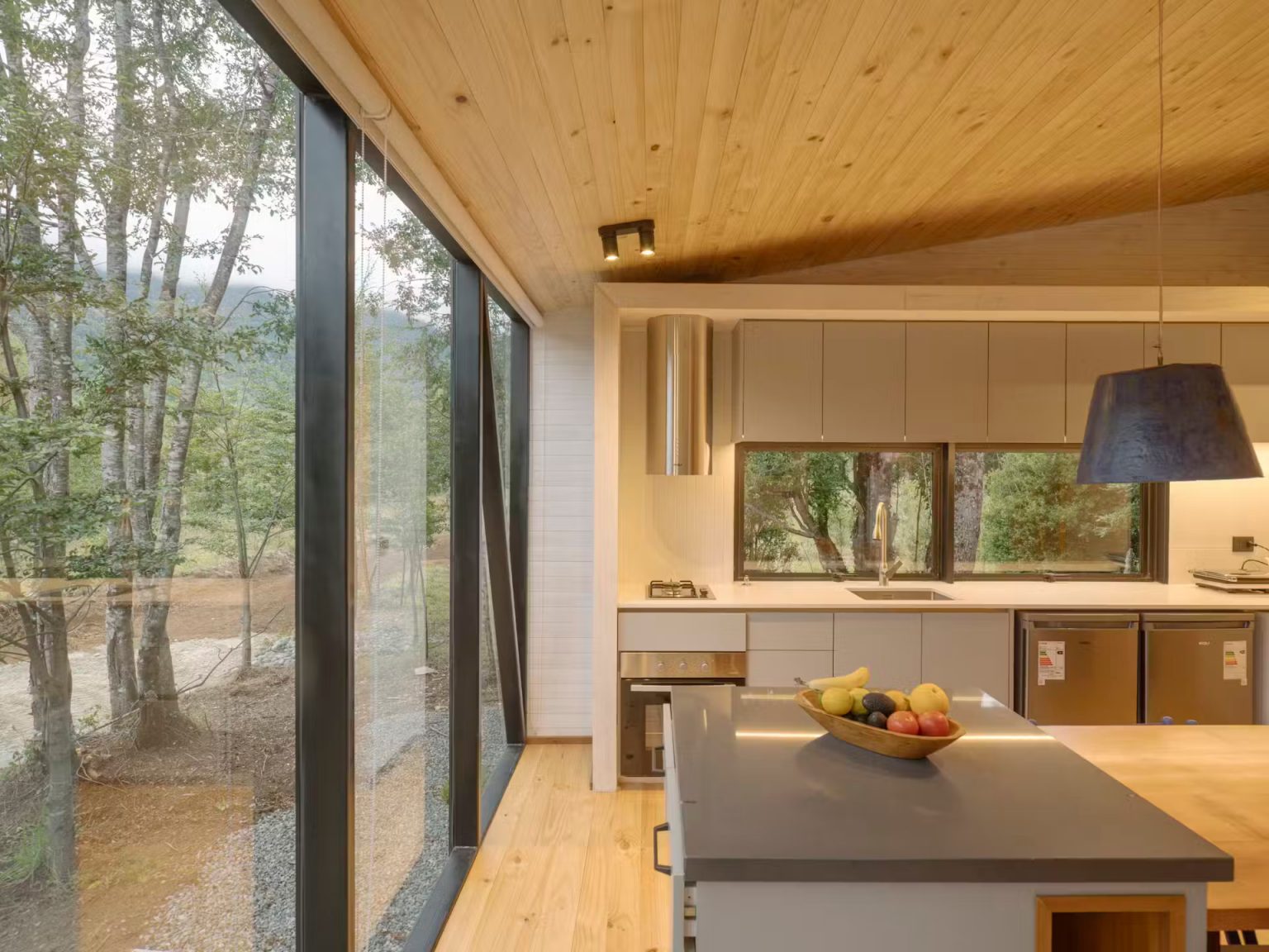 cuisine ouverte maison en bois 
