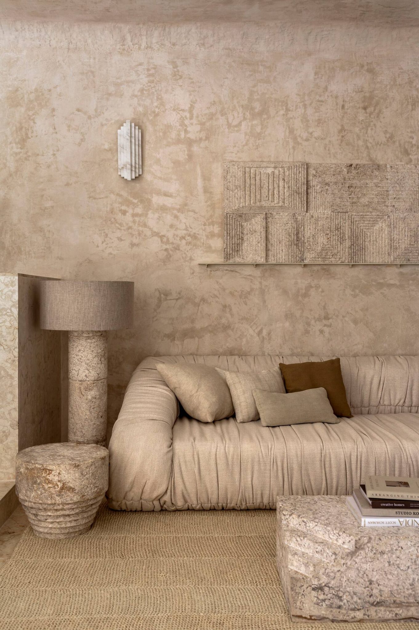 salon décoration beige maison Tulum